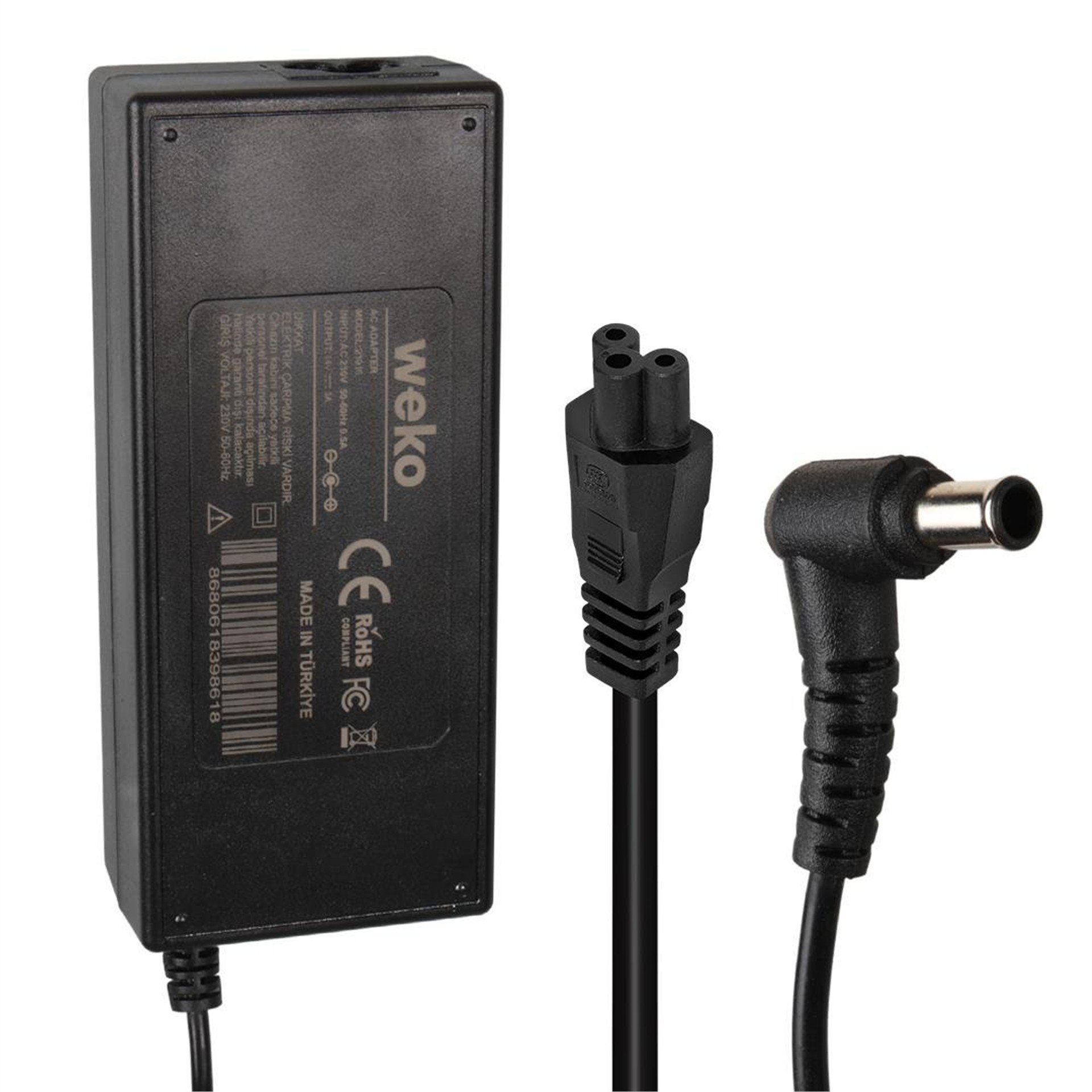 Weko Weko 14 Volt - 3 Amper 6.5*4.4 Uçlu İğneli Yerli Üretim Plastik Kasa Masaüstü Samsung Monitör Adaptörü - Adaptörler