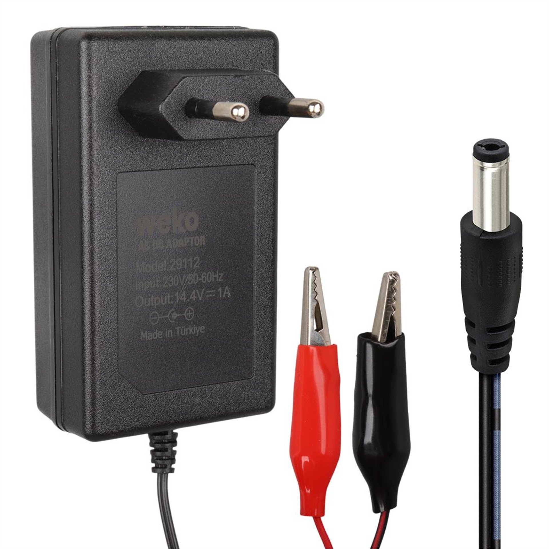 Weko Weko 14.4 Volt - 1 Amper 5.5*2.5 Mm Uçlu + Krokodil Aparatlı Akü Şarj Cihazı WK-29112 - Akü Şarj Cihazları