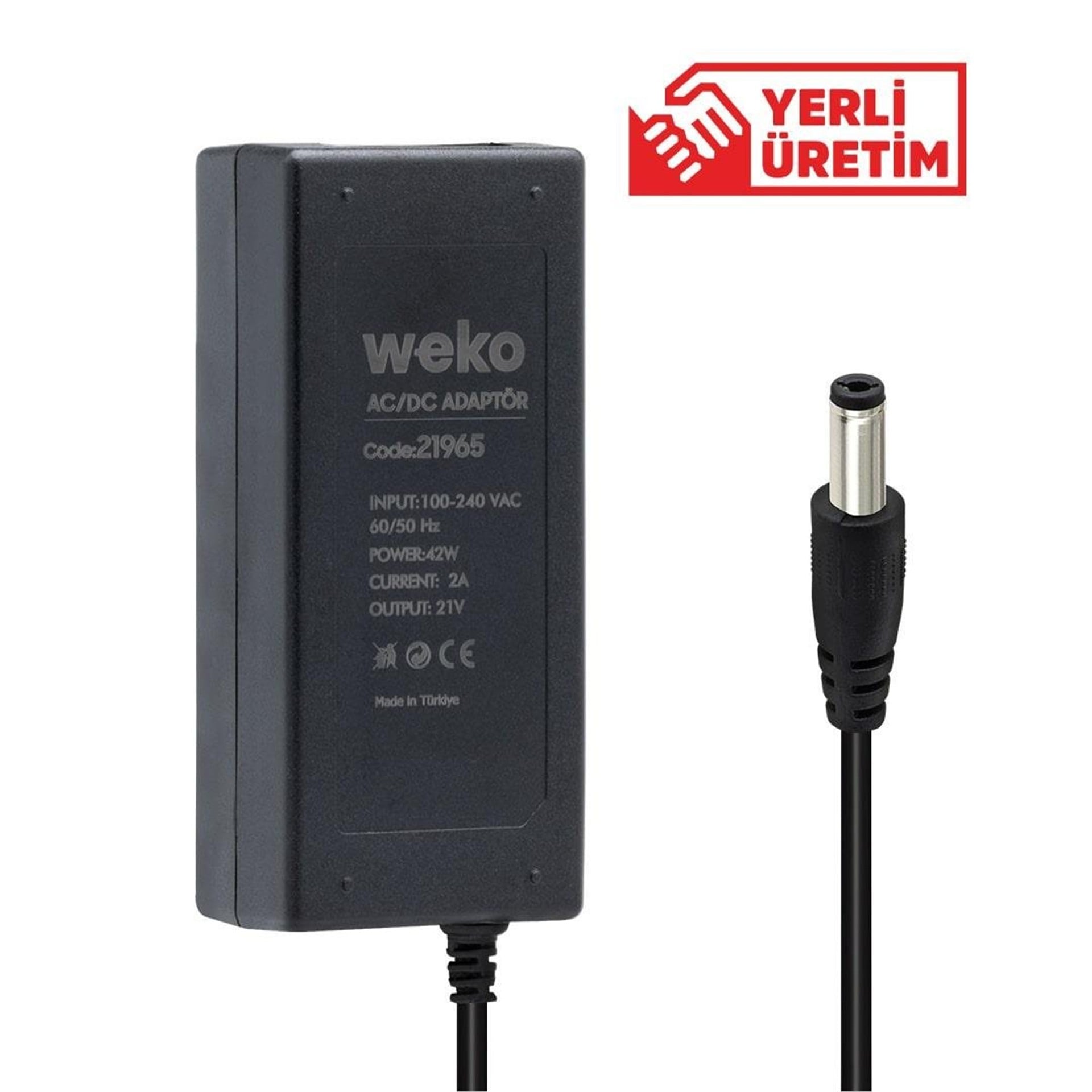 Weko Weko 21 Volt 2 Amper Yerli Üretim Masaüsütü 5.5*2.5 Uçlu Şarjlı Matkap Adaptörü - Matkap Adaptörü