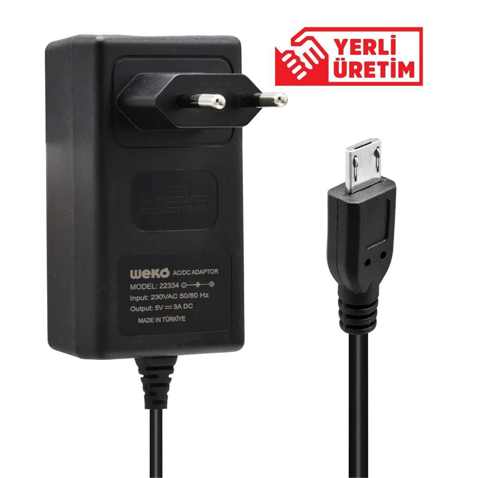 Weko Weko 5 Volt - 3 Amper Micro Usb Uçlu Priz Tipi Adaptör - Adaptörler