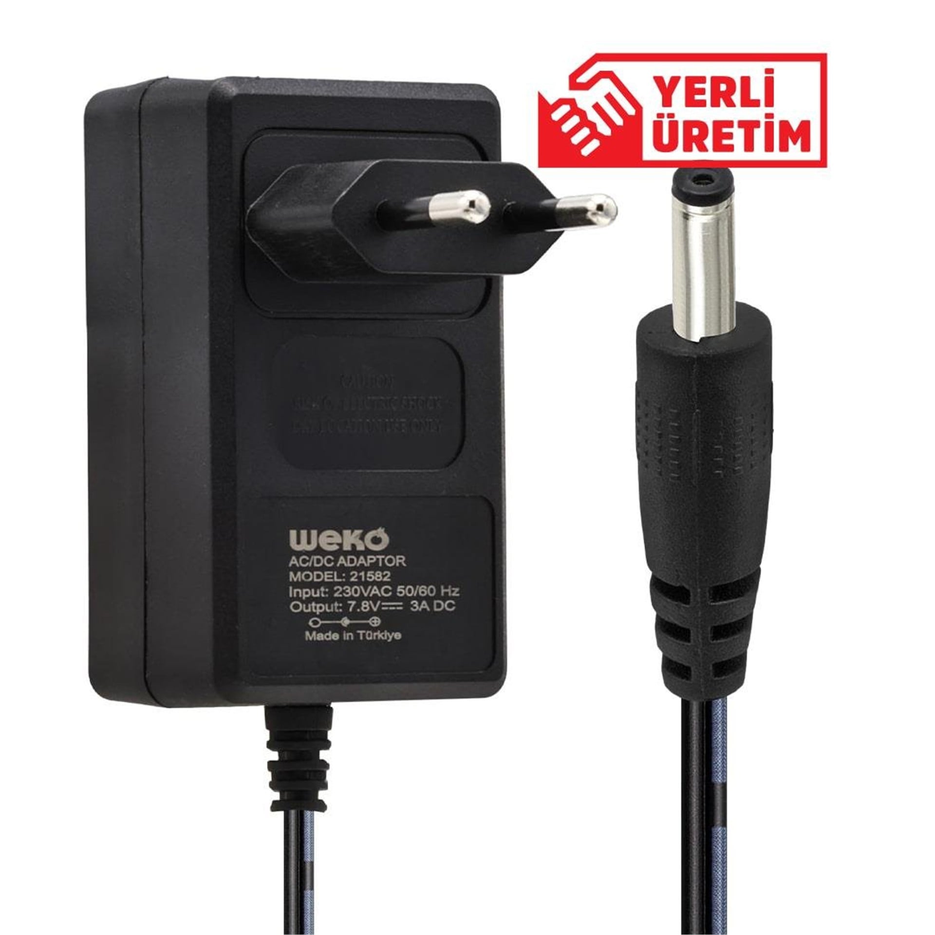 Weko Weko 7.8 Volt - 3 Amper 3.5*1.35 Uçlu Plastik Yazar Kasa Adaptörü - Yazar Kasa - Pos Adaptörü