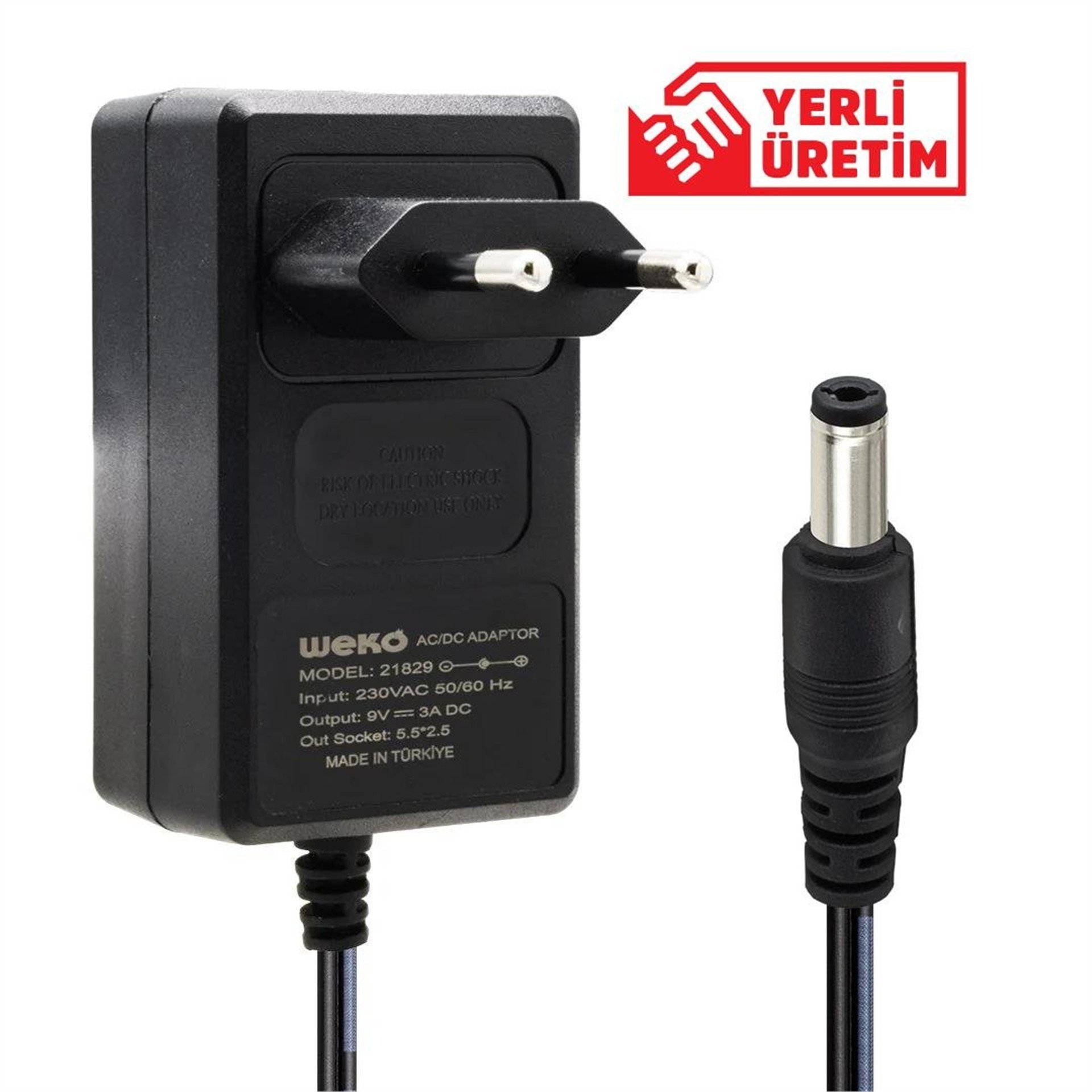 Weko Weko 9 Volt - 3 Amper  5.5x2.5 Uçlu Priz Tipi Plastik Kasa Adaptör - Adaptörler