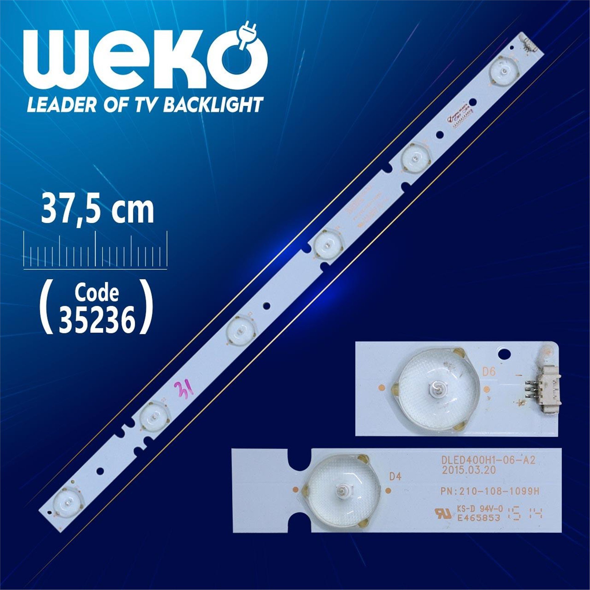 Weko Weko H1-06-A2 2015.03.20 D Led 37.5 Cm 6 Ledli - Tv Led Bar