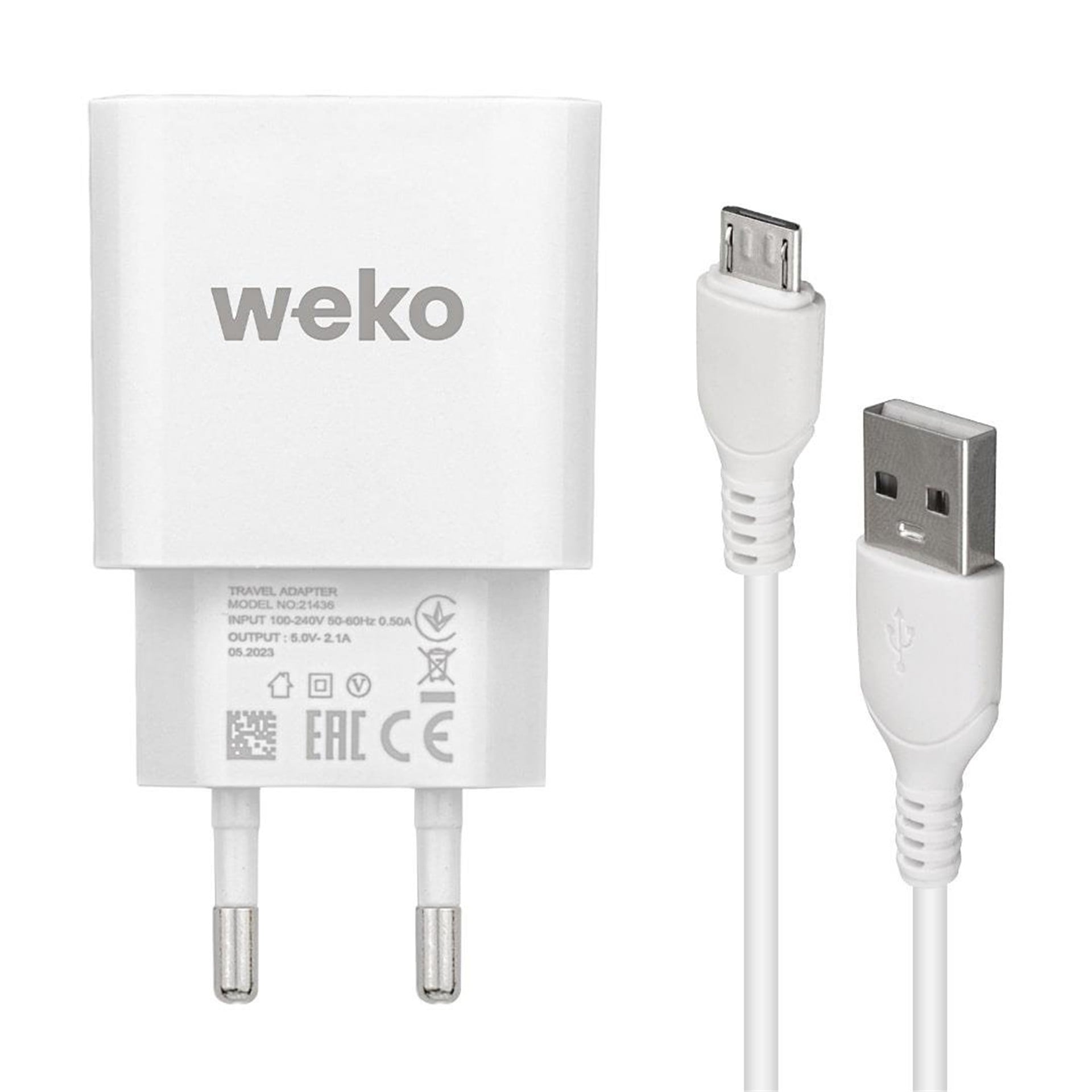 Weko Weko WK-21436 2.1 Amper Telefon Şarj Adaptörü + Micro USB Kablo - Şarj Cihazları