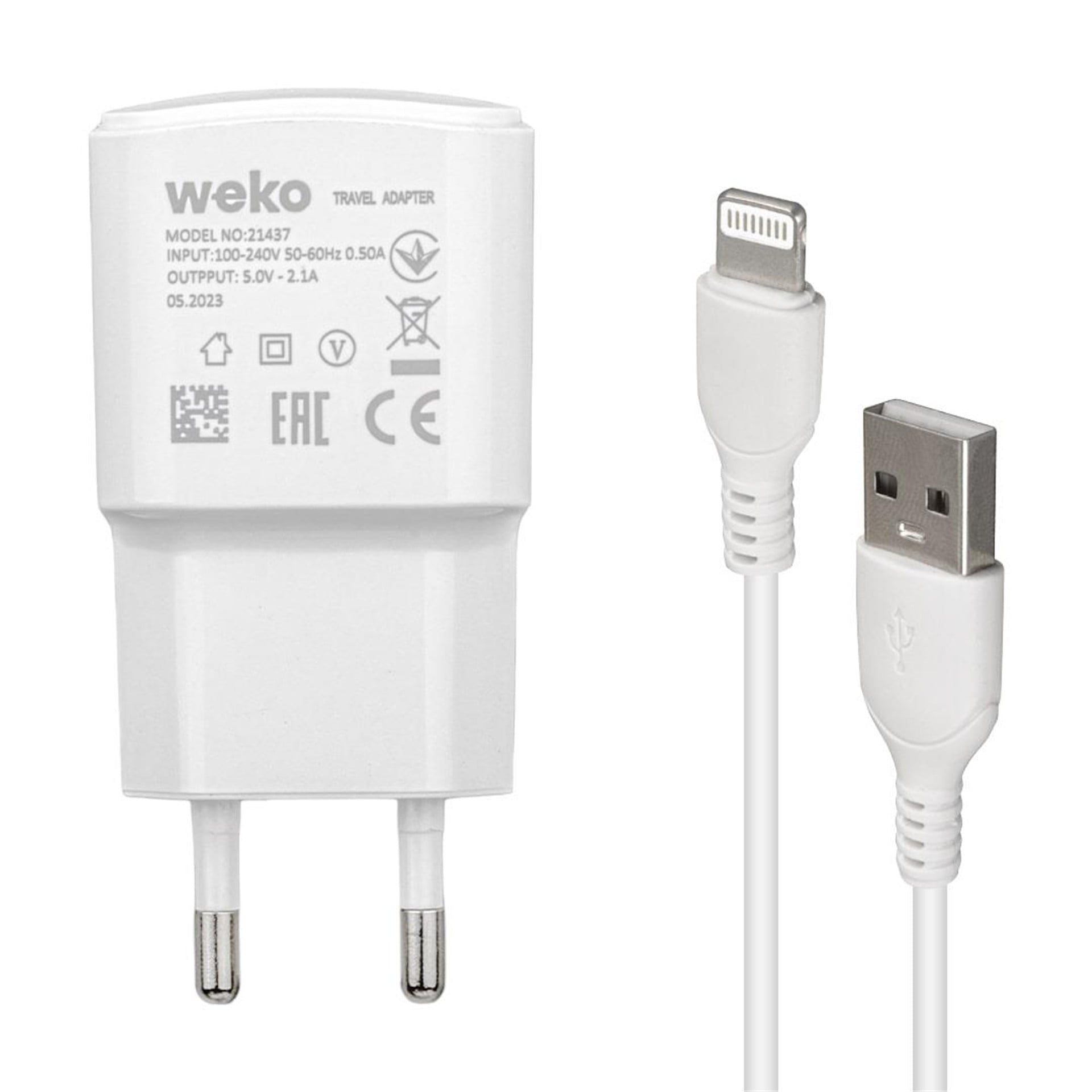 Weko Weko WK-21437 2.1 Amper Telefon Şarj Adaptörü + Lightning Kablo - Şarj Cihazları