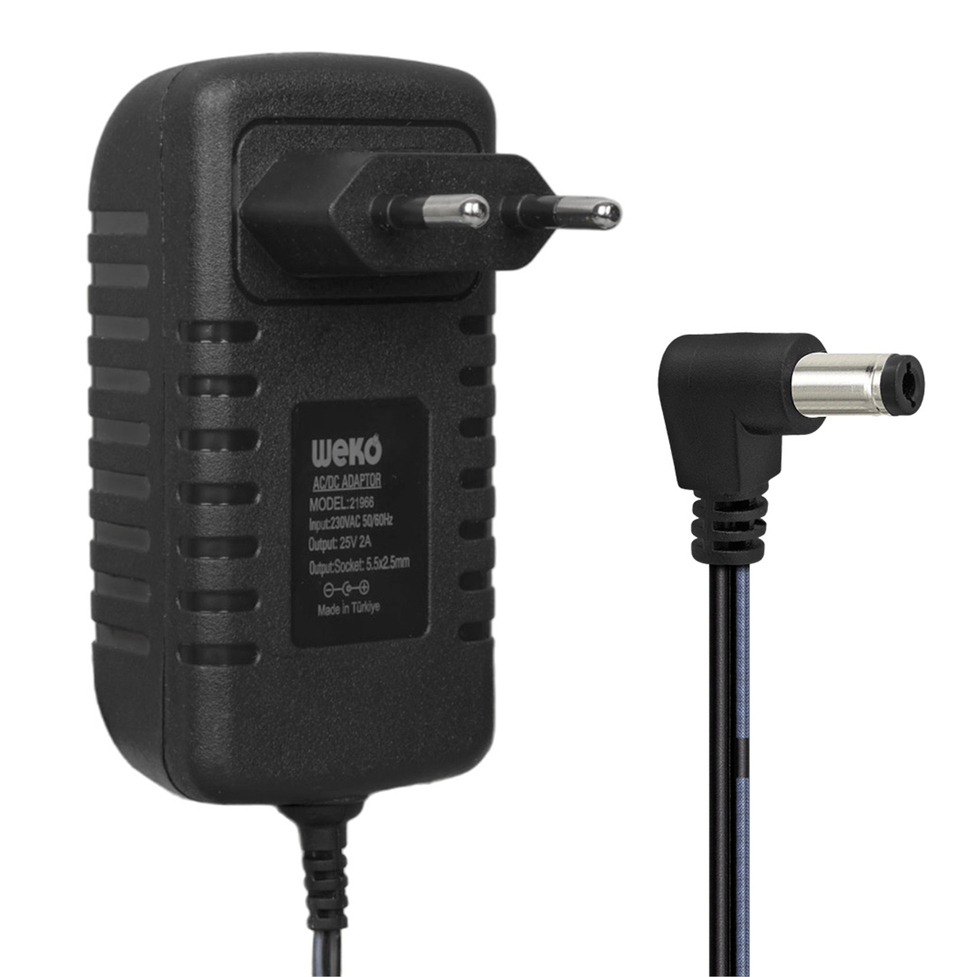 Weko Weko WK-21966 25 Volt - 2 Amper - 50 Watt 5.5*2.5 Mm L Uçlu Kırmızı Yeşil Ledli Yerli Üretim Şarjlı Matkap Adaptörü - Adaptörler