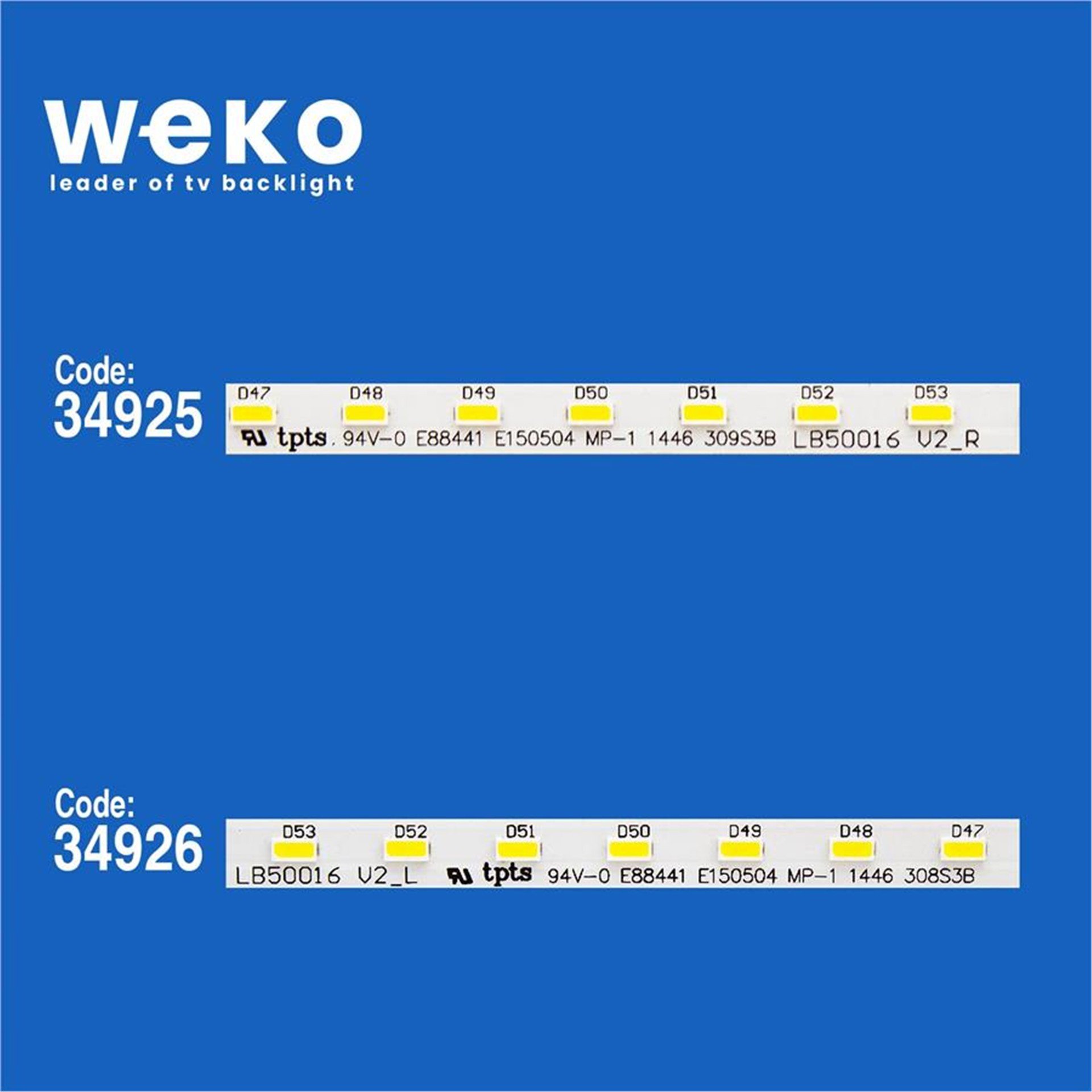 Weko Wkset-5076 34925X1 34926X1 Lb50016 2 Adet Led Bar (54Led) - Tv Led Bar
