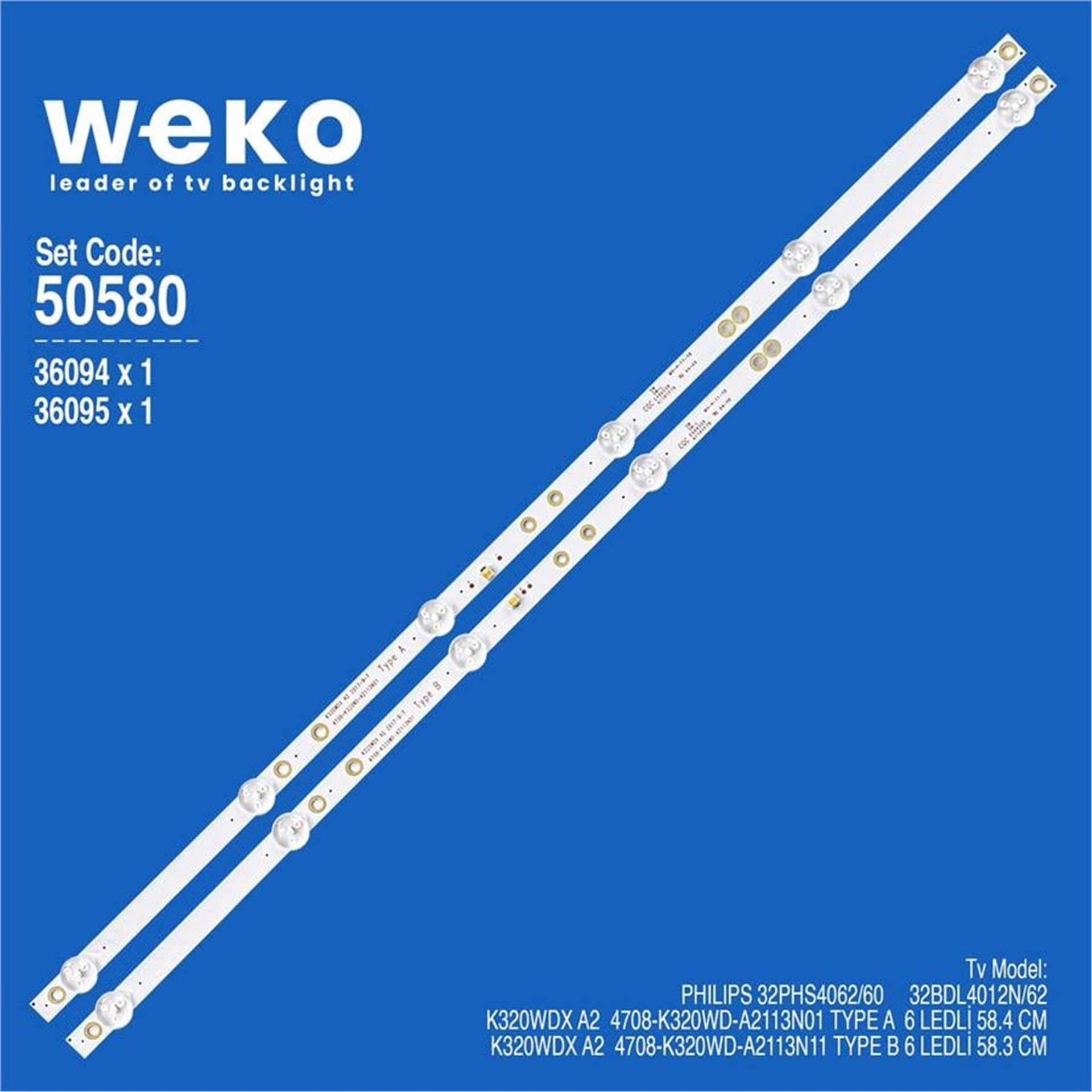 Weko Wkset-5580 36094X1 36095X1 K320wdx A2  4708-K320wd-A2113N11 2 Adet Led Bar - Tv Led Bar