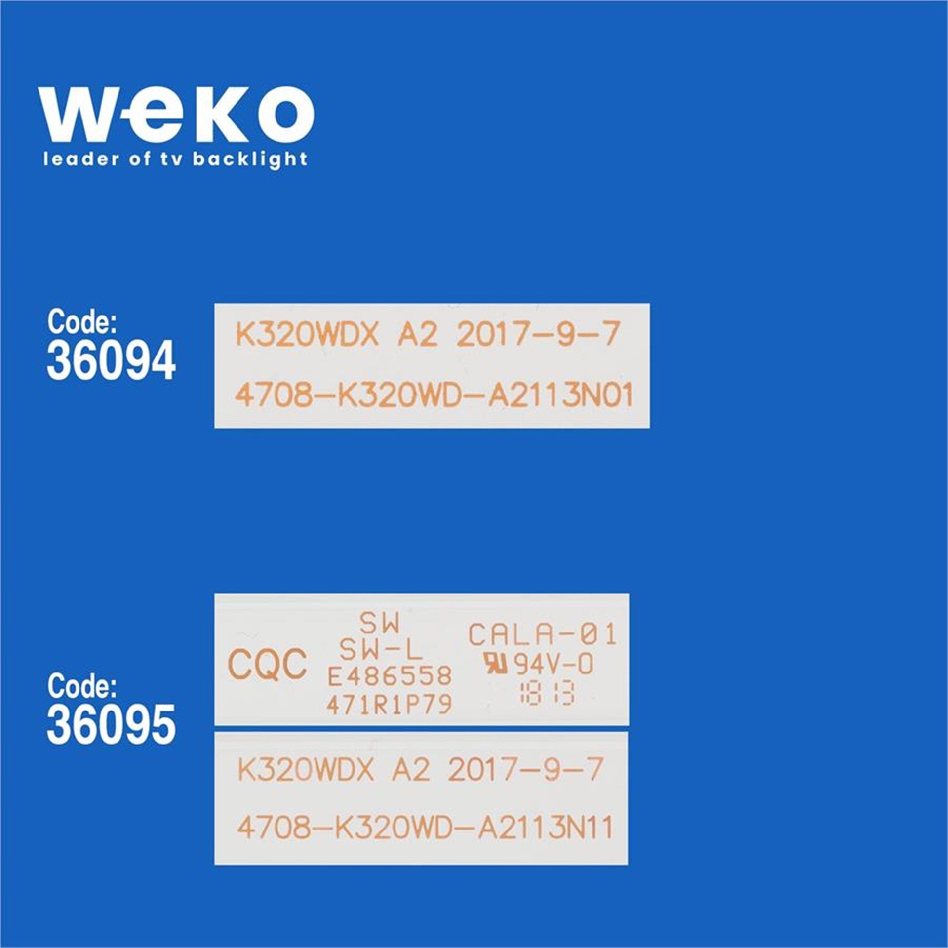 Weko Wkset-5580 36094X1 36095X1 K320wdx A2  4708-K320wd-A2113N11 2 Adet Led Bar - Tv Led Bar