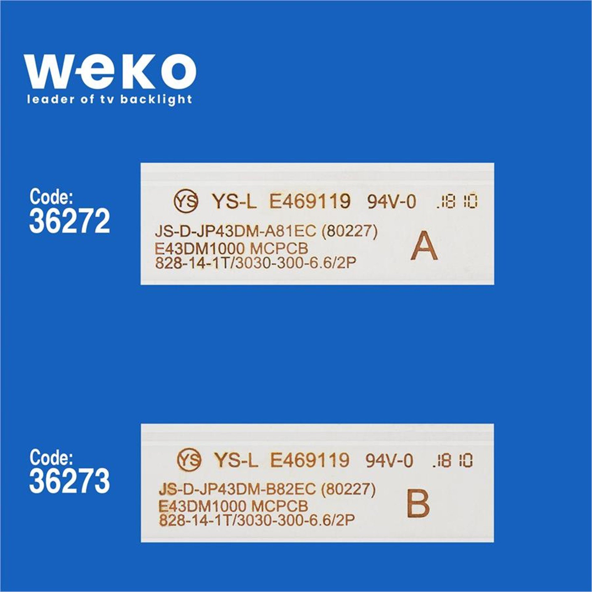Weko Wkset-5599 36272X2 36273X1 Js-D-Jp43dm (Ms-L1149L/R)  3 Adet Led Bar - Tv Led Bar