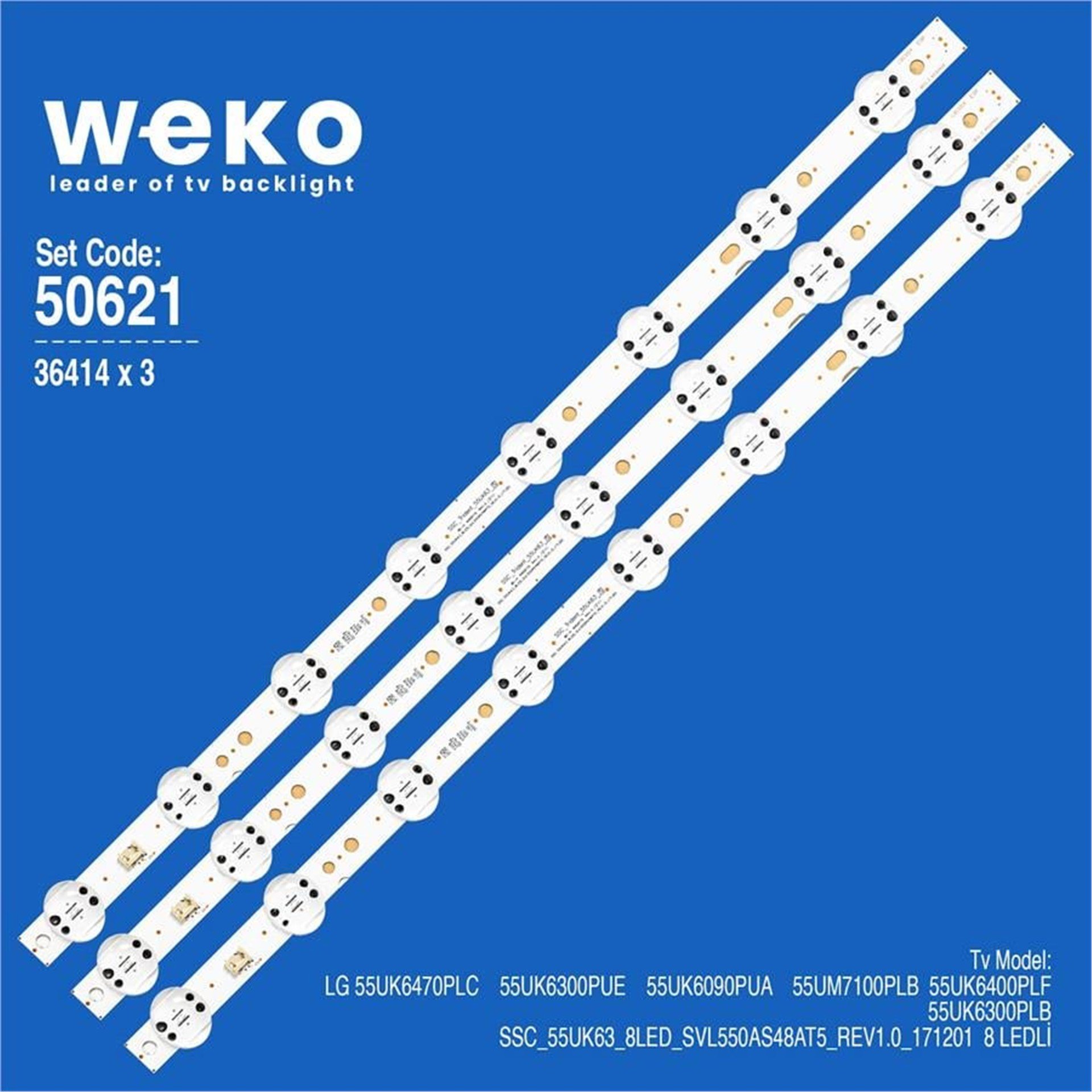 Weko Wkset-5621 36414X3 Ssc_Trident_55Uk63_S  Ssc_55Uk63_8Led 3 Adet Led Bar - Tv Led Bar