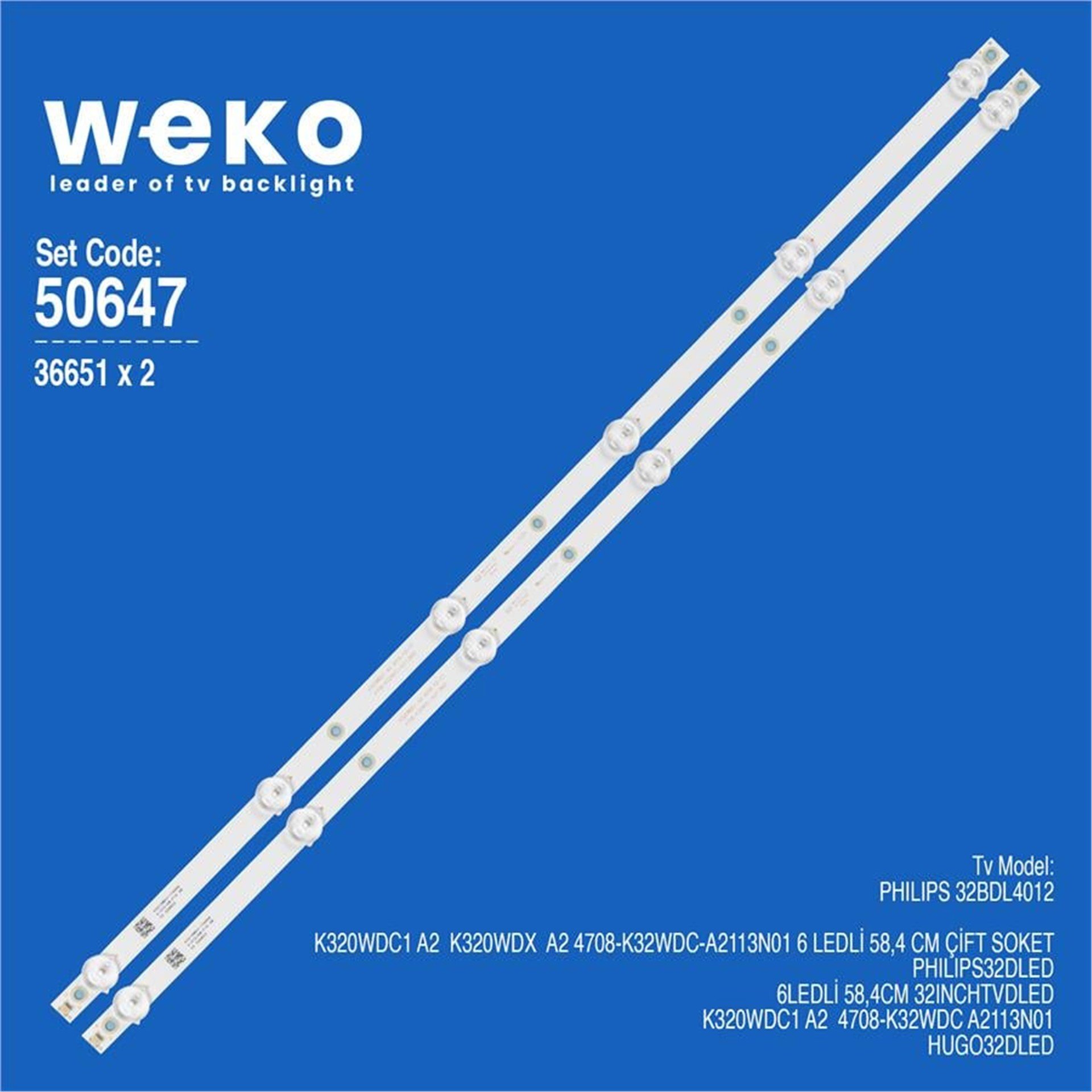 Weko Wkset-5647 36651X2 K320wdc1 A2  K320wdx  A2  Çift Soket 2 Adet Led Bar - Tv Led Bar