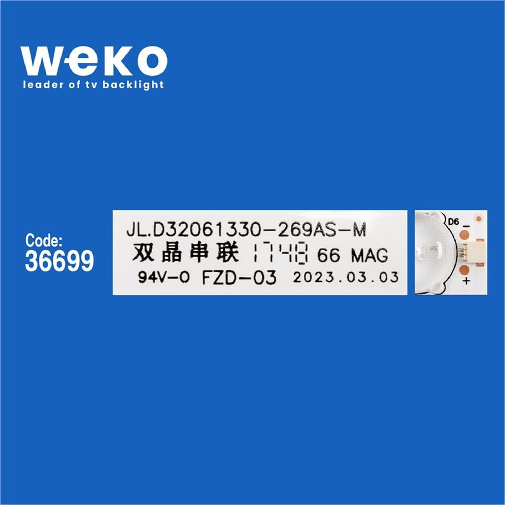 Weko Wkset-5780 36699X2 Jl.D32061330-269As-M 6 Ledli 56,5 Cm 3V  2 Adet Led Bar - Tv Led Bar