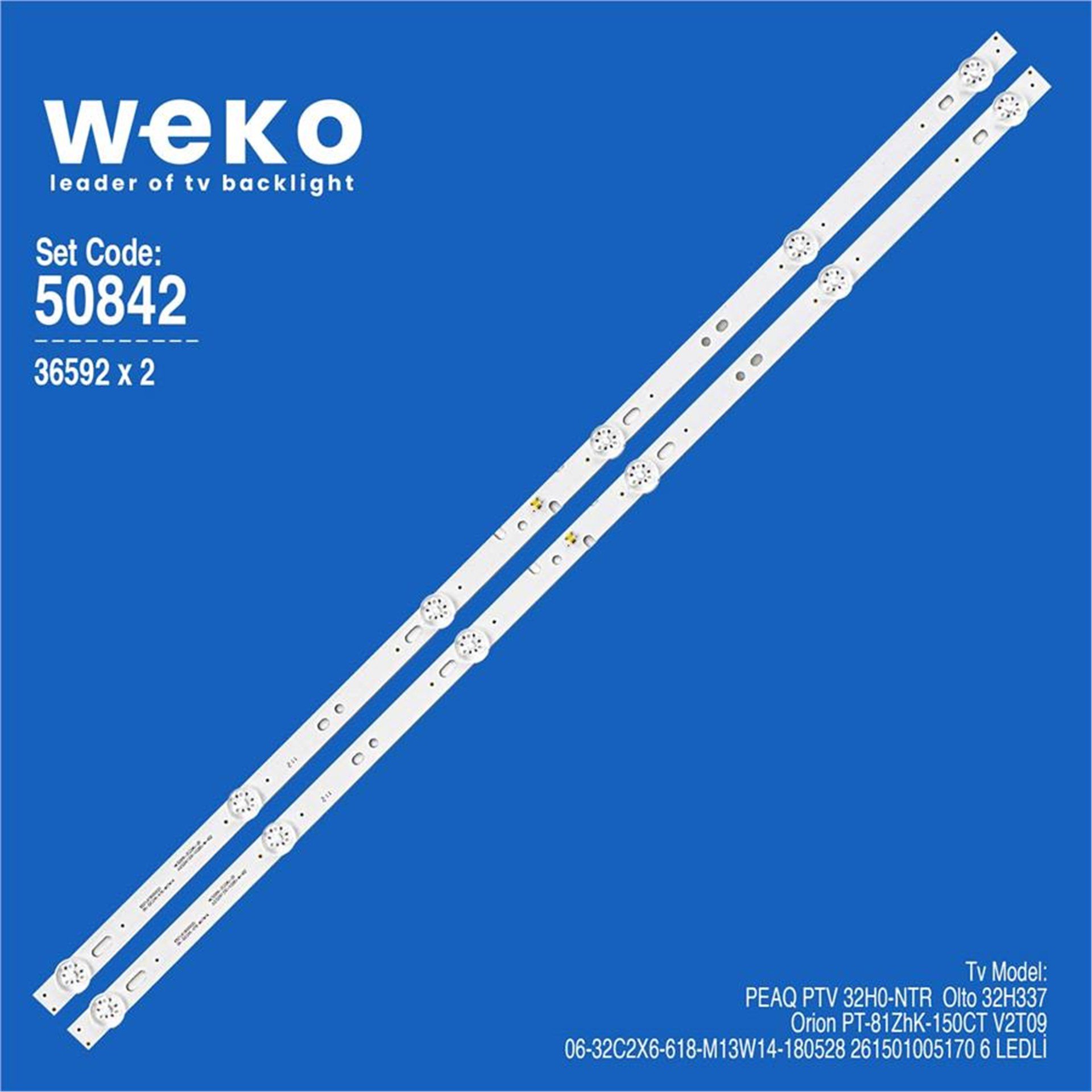 Weko Wkset-5842 36592X2 06-32C2X6-618-M13W14-180528 261501005170 2 Adet Led Bar (3V6led61,8Cm) - Tv Led Bar