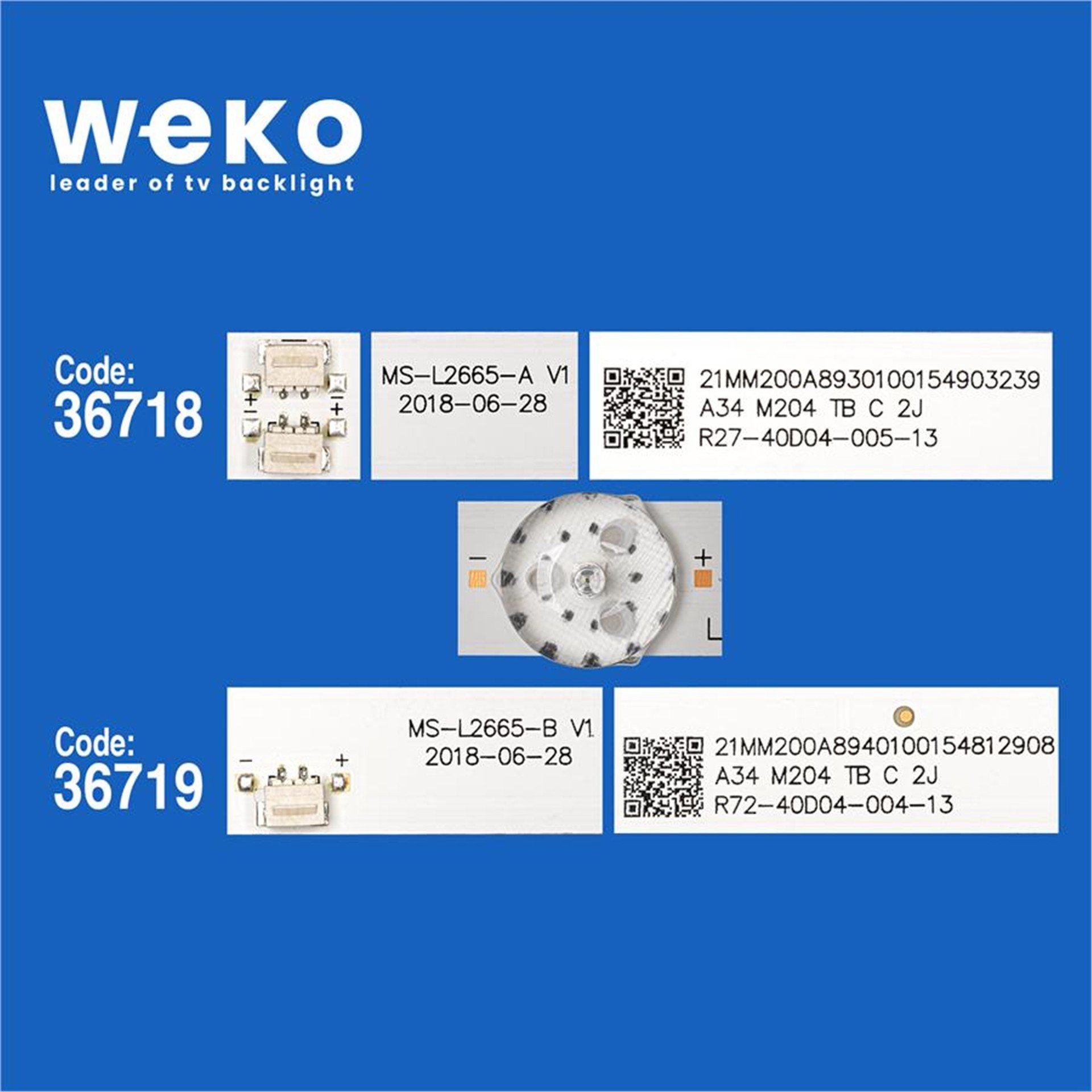 Weko Wkset-5895 36718X1 36719X2 Ms-L2665-A V1 Ms-L2665-B V1 3 Adet Led Bar (Çift Soket) - Tv Led Bar