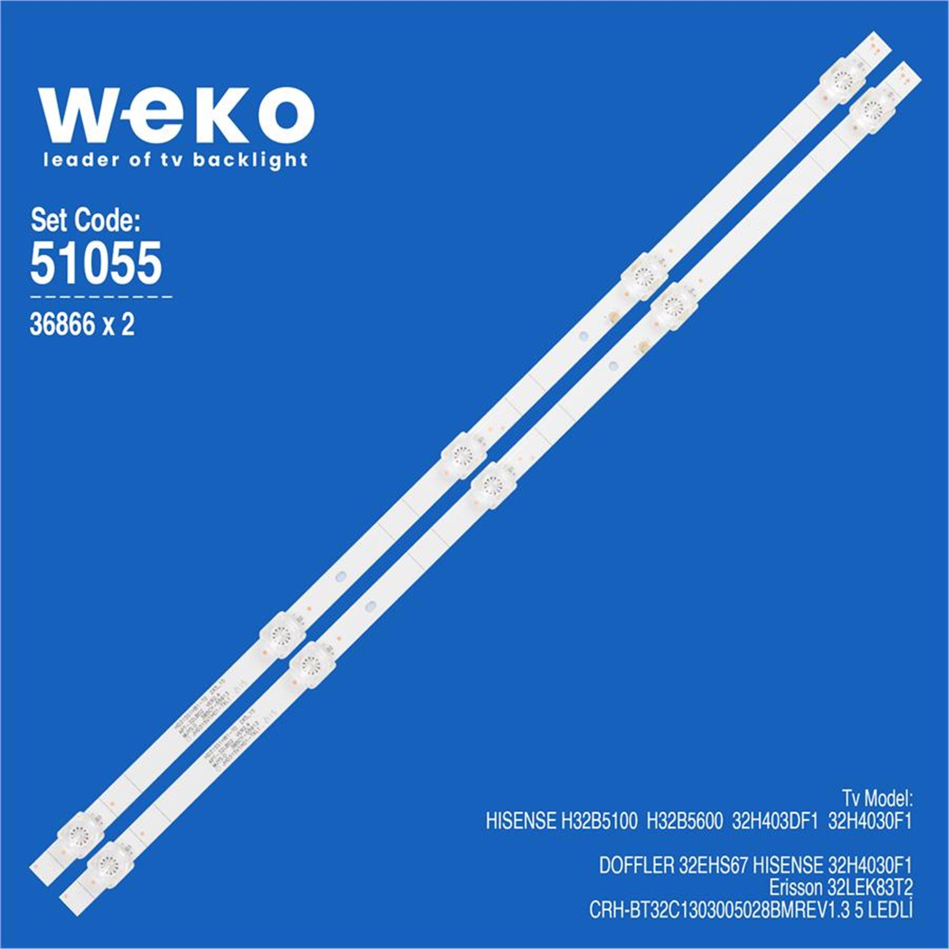 Weko Wkset-6055 36866X2 Crh-Bt32c1303005028bmrev1.3 2 Adet Led Bar - Tv Led Bar