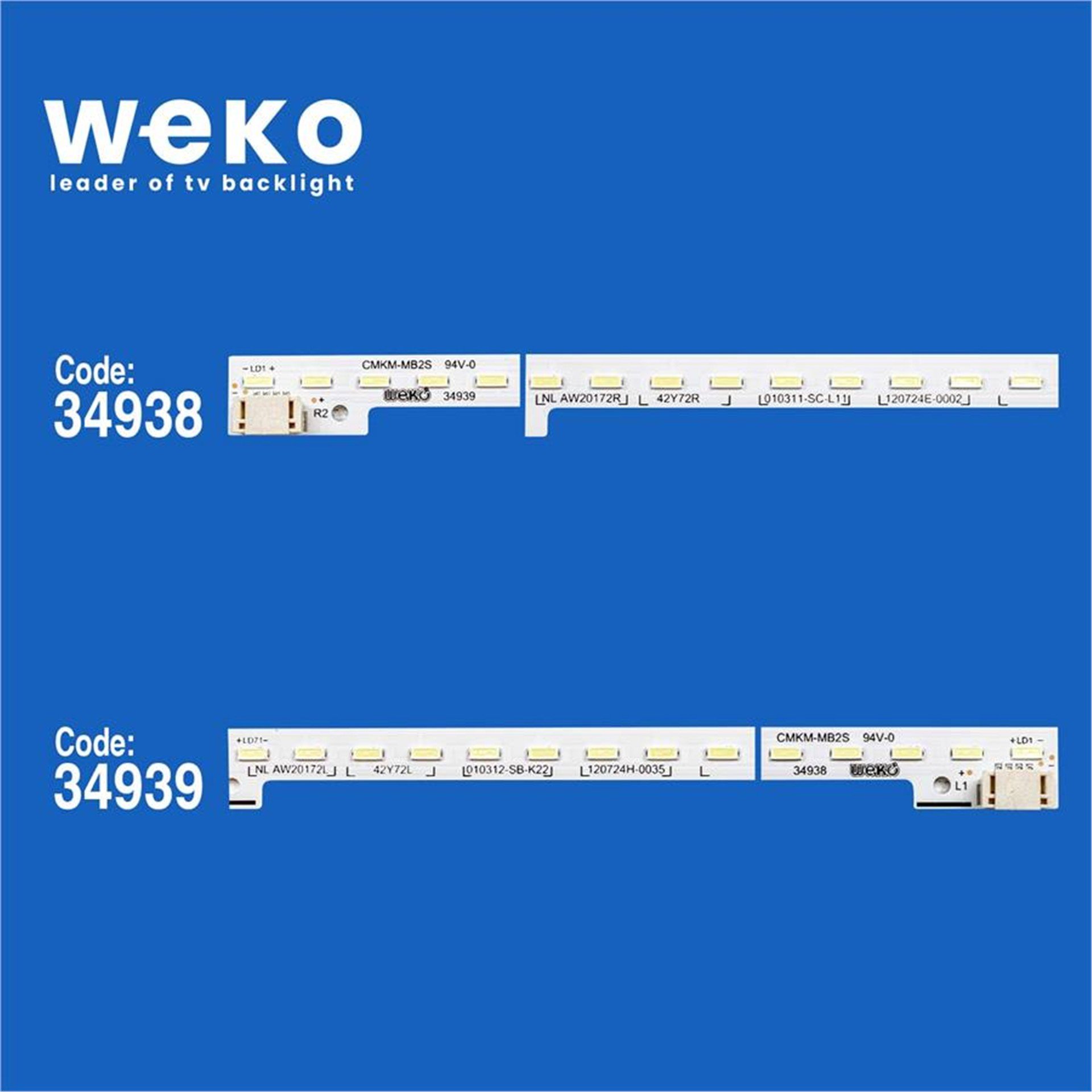 Weko Wkset-6103 34938X1 34939X1 Cmkm-Mb2s - Nlaw20172l/R 2 Adet Led Bar (72Led) - Tv Led Bar