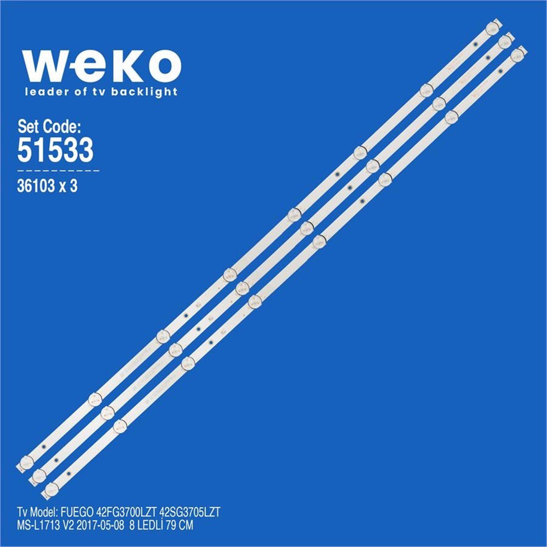 Weko Wkset-6533 36103X3 Ms-L1713 V2 Sj.Cx.D4200402-3030Cs-M  3 Adet Led Bar - Tv Led Bar