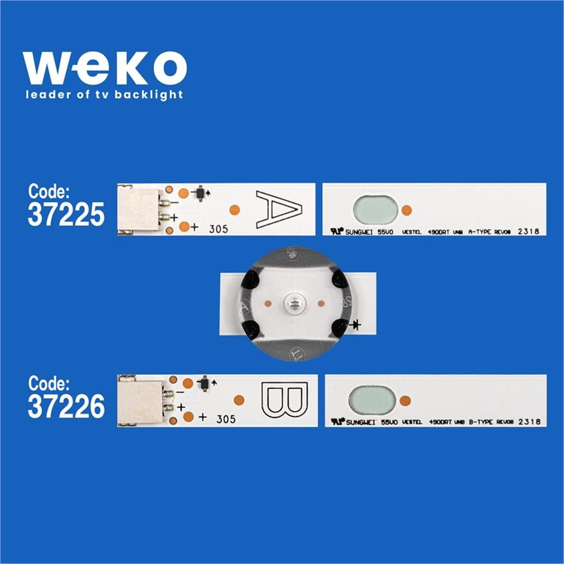 Weko Wkset-6536 37225X4 37226X2 Vestel 500Drt Vnb A/B-Type Rev08/09  6 Adet Led Bar (5Lens) - Tv Led Bar