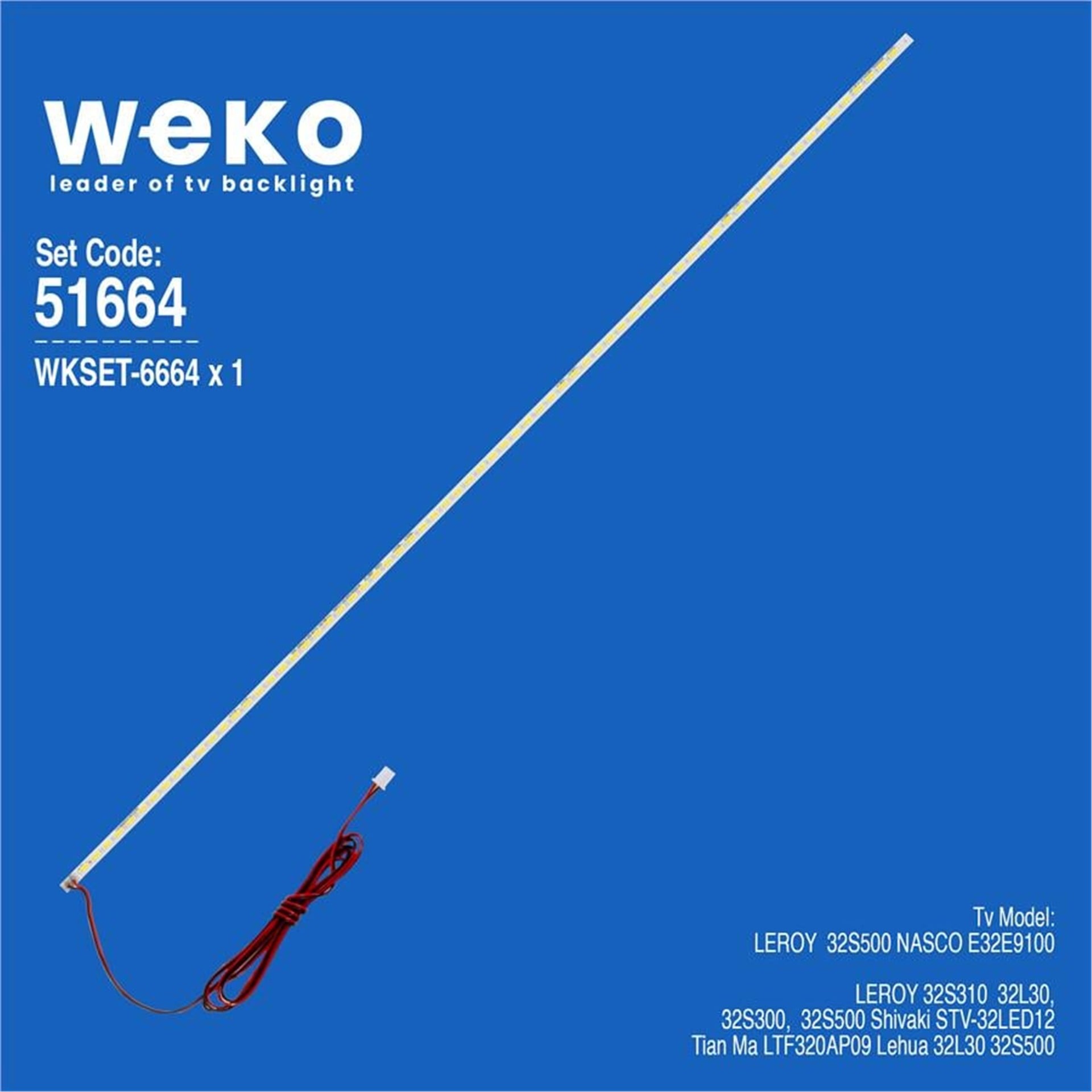 Weko Wkset-6664 Js-Lb-S-Jp32e9/E8-145A20A 70 Ledli 40 Cm 3V  1 Adet Led Bar (70Led) - Tv Led Bar