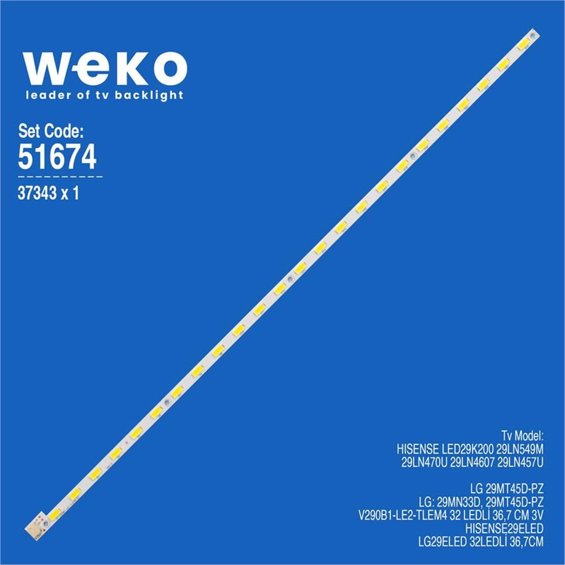 Weko Wkset-6674 37343X1 V290B1-Le2-Tlem4  1 Adet Led Bar (32Led) - Tv Led Bar
