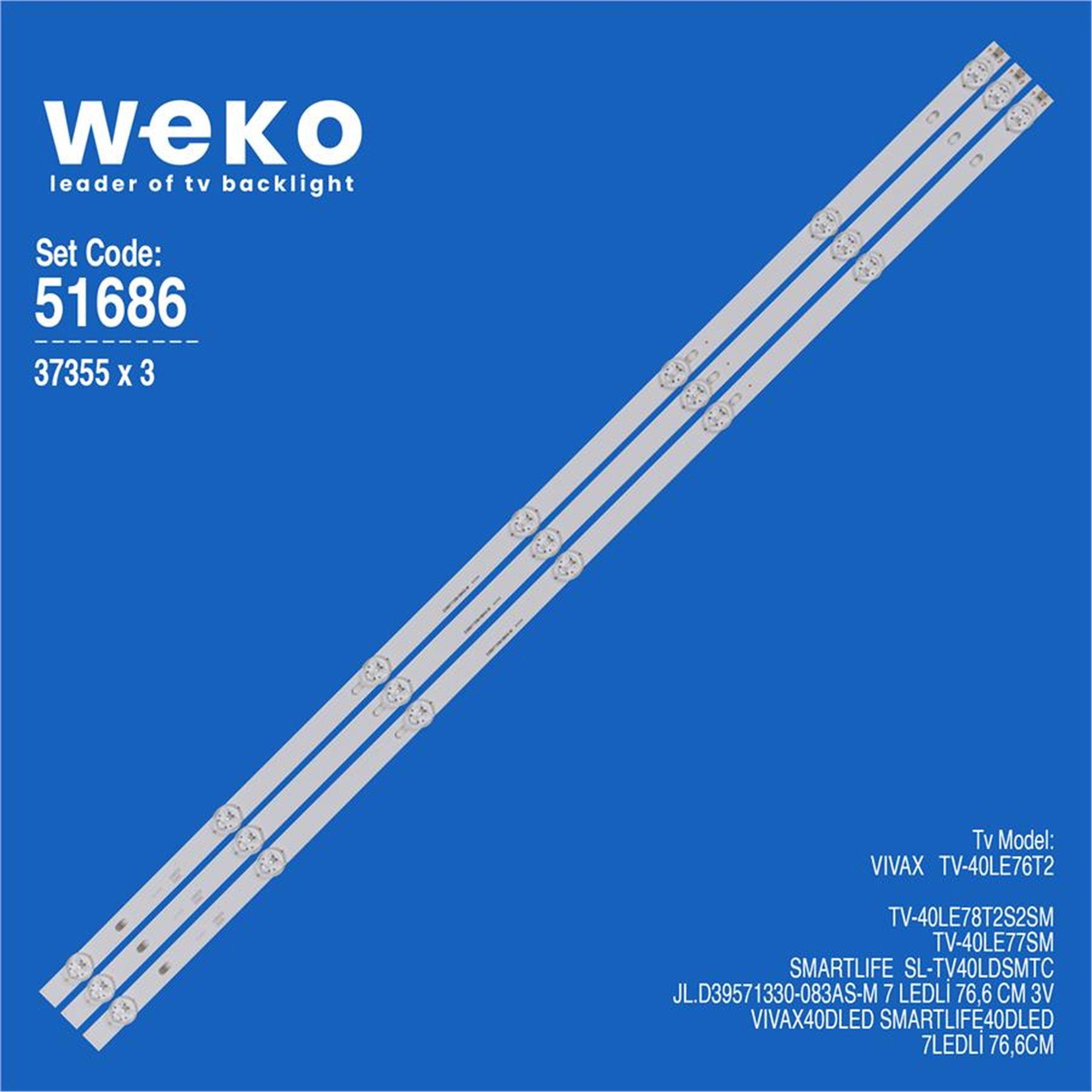 Weko Wkset-6686 37355X3 Jl.D39571330-083As-M 3 Adet Led Bar - Tv Led Bar