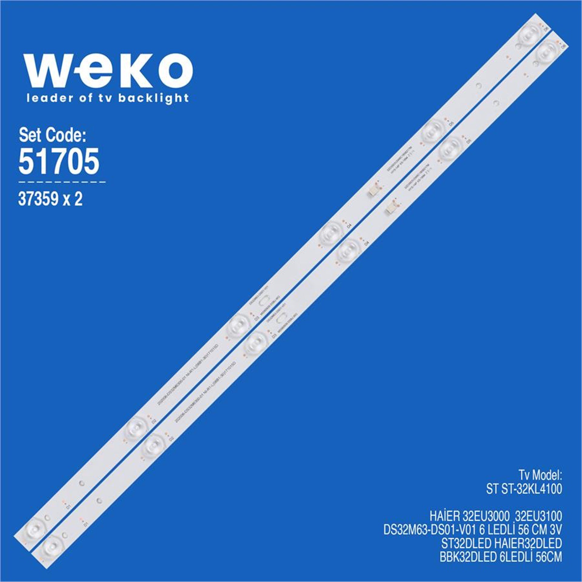 Weko Wkset-6705 37359X2 Ds32m63-Ds01-V01 2 Adet Led Bar - Tv Led Bar
