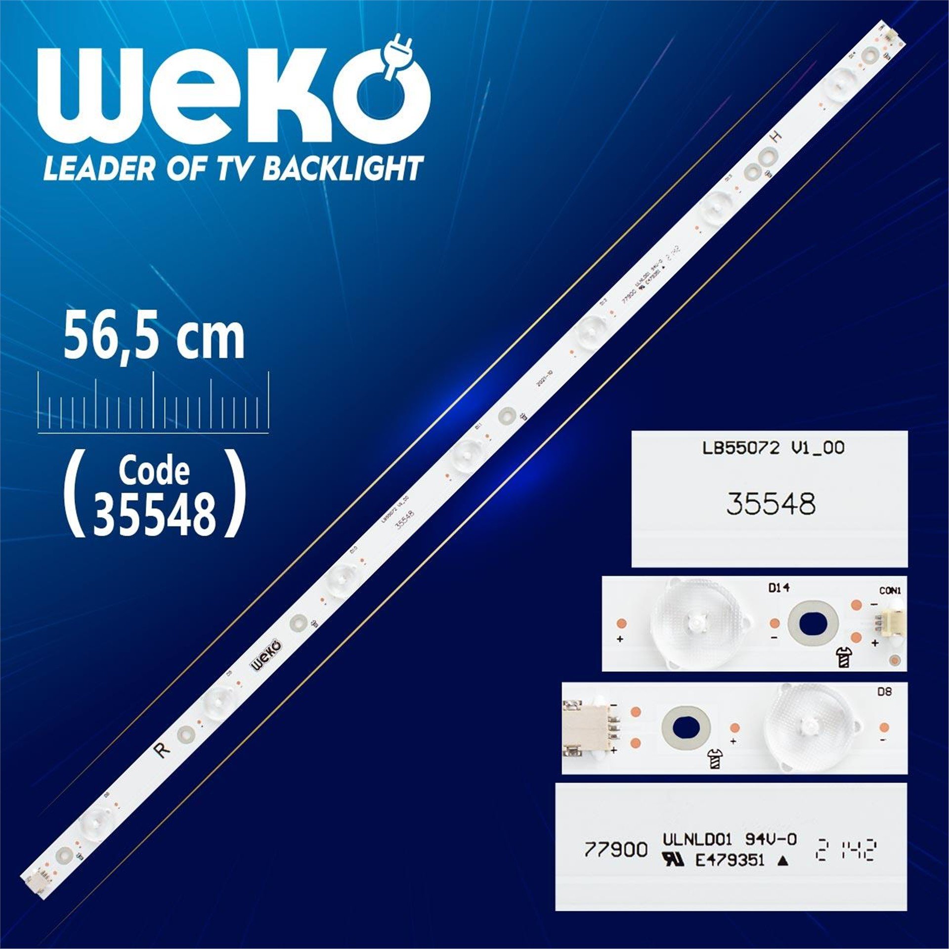 Weko YX-55072010-3B555-0-A-5C1-0994 R - LB-55072 V1_00 -  56.5 CM - 7 LEDLİ - (WK-432)  Tv Led Bar - Tv Led Bar