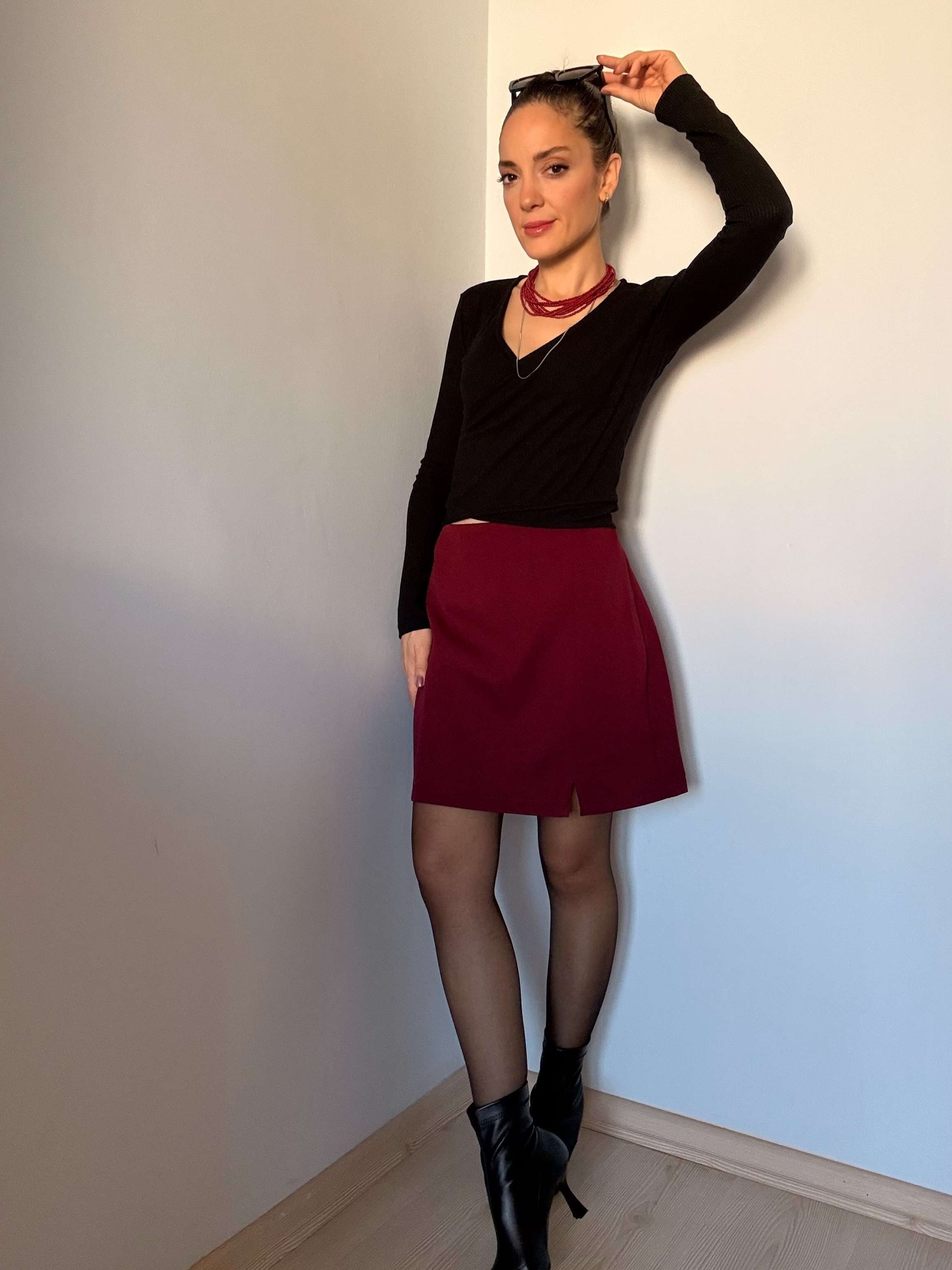 Bordo Şort Etek