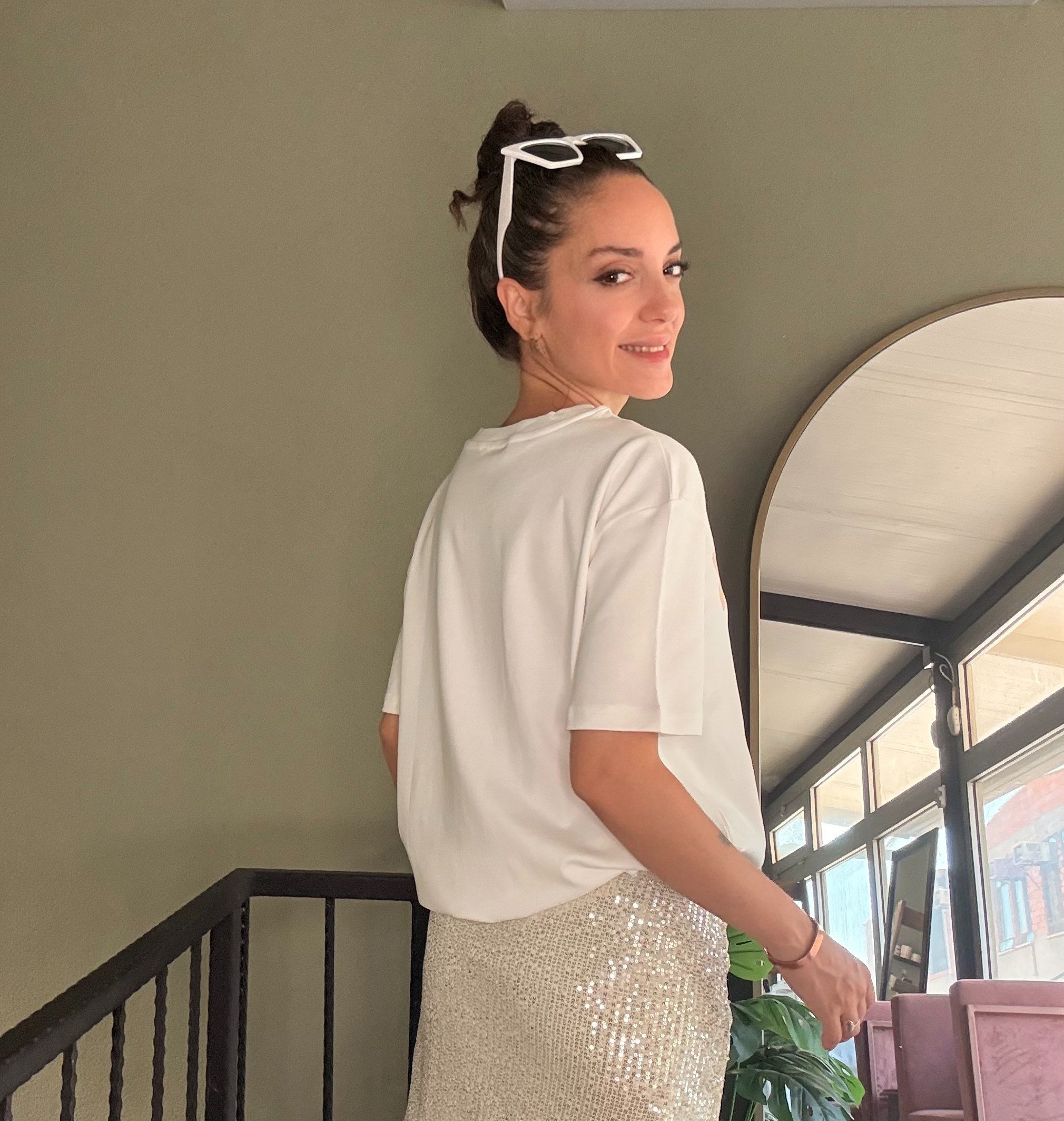 Ekru White Fox Baskılı Tişört