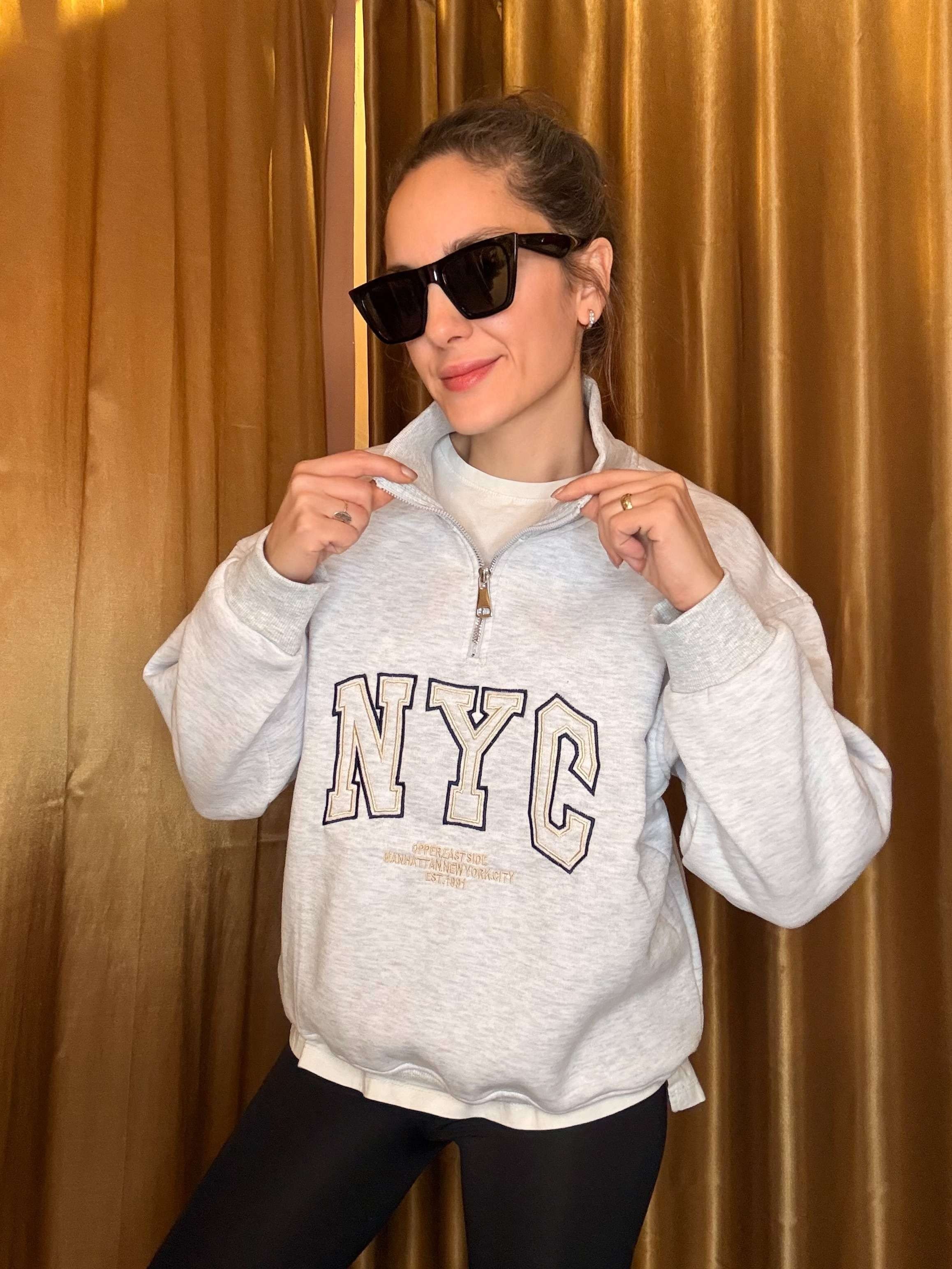 Gri NYC Nakışlı Şardonlu Sweatshirt