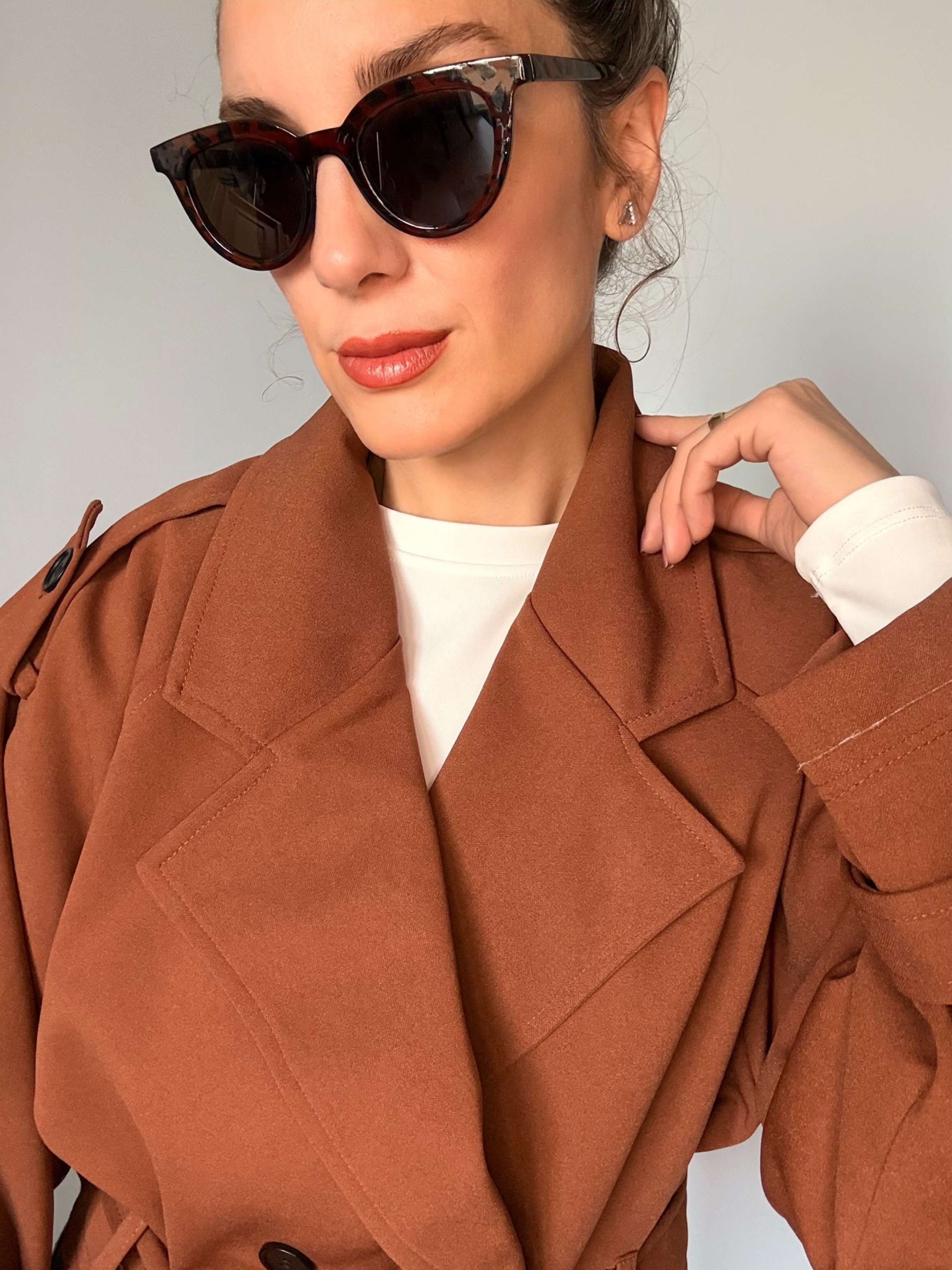Kahve Reglan Kısa Ceket