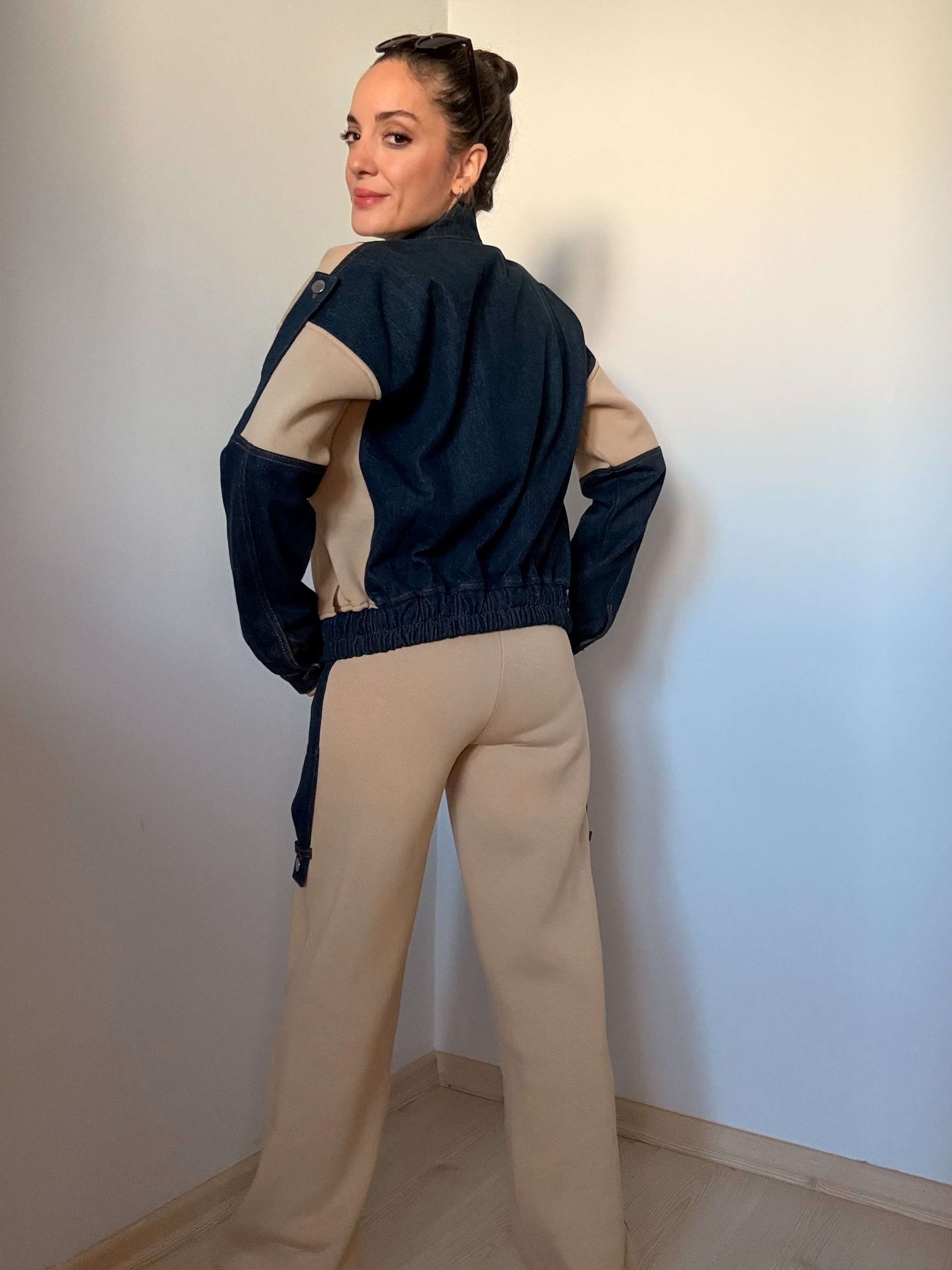 Krem Denim Garnili Takım