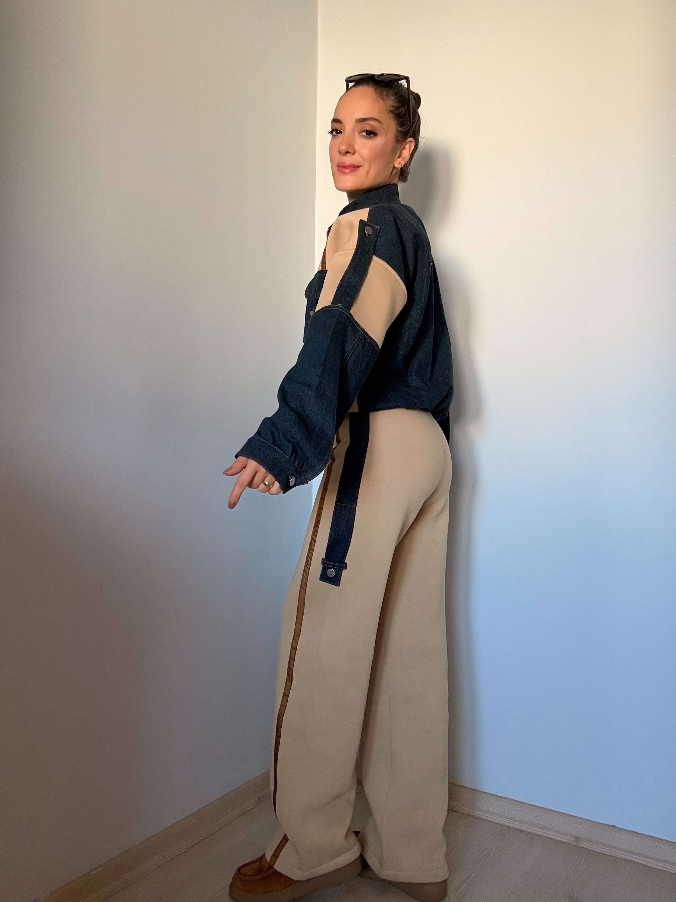 Krem Denim Garnili Takım