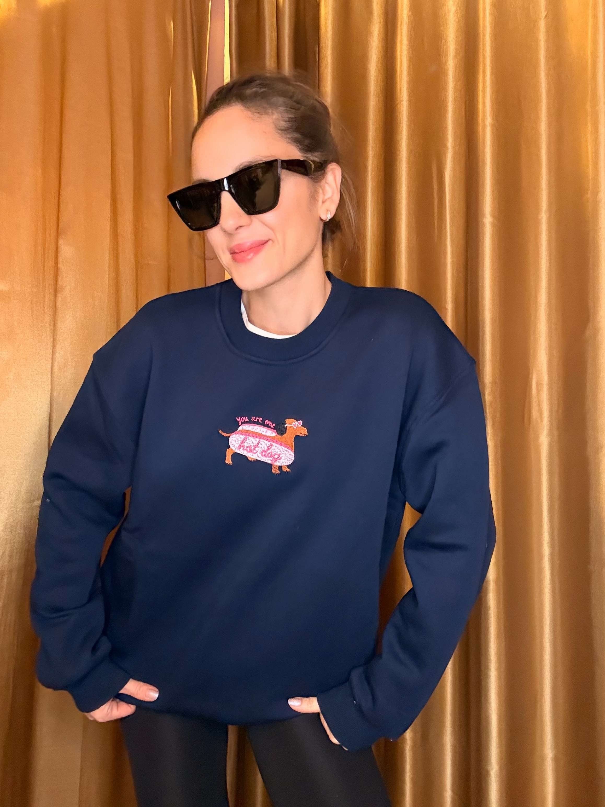 Lacivert Dog Nakış İşlemeli Şardonlu Sweatshirt