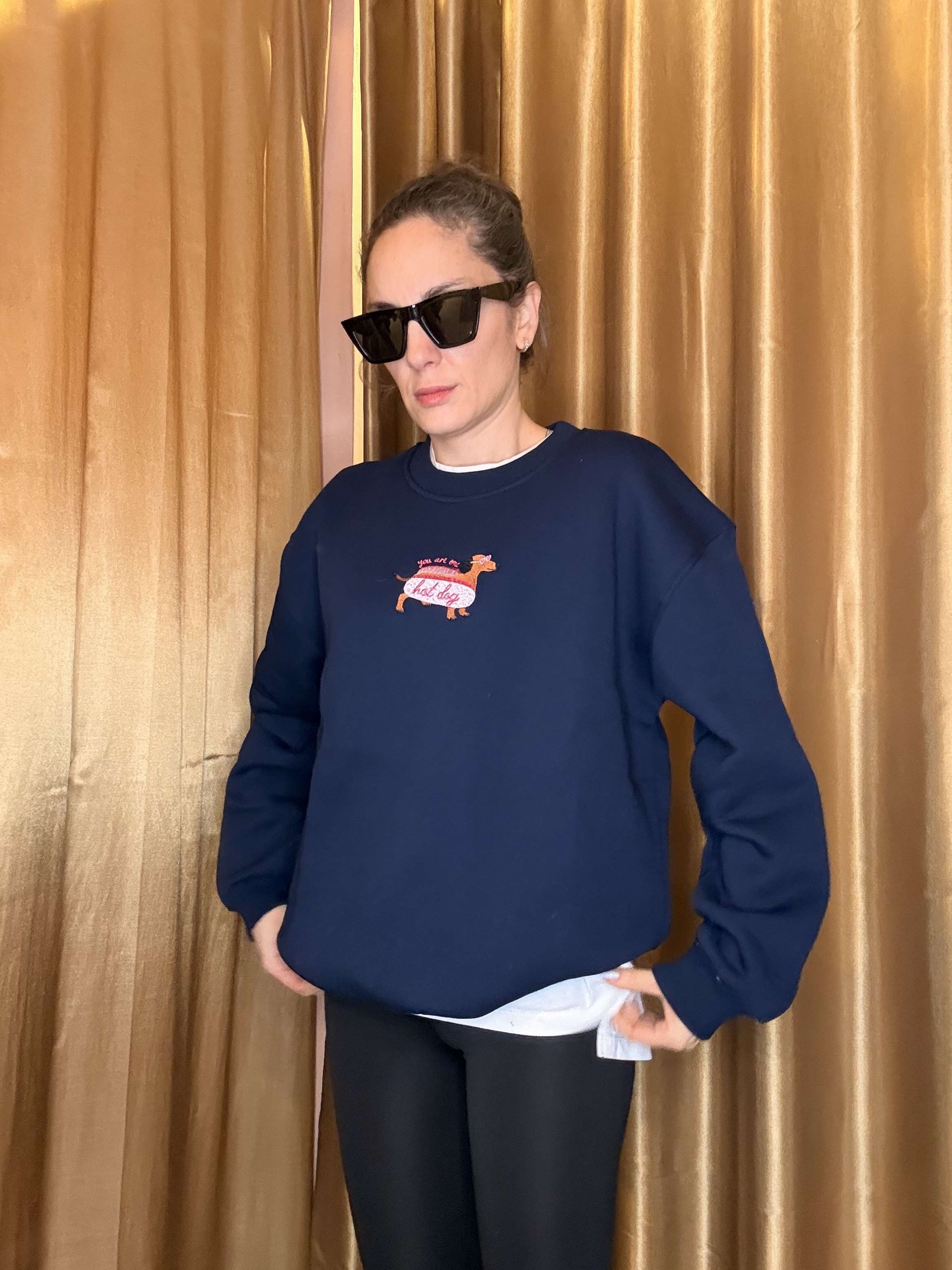 Lacivert Dog Nakış İşlemeli Şardonlu Sweatshirt