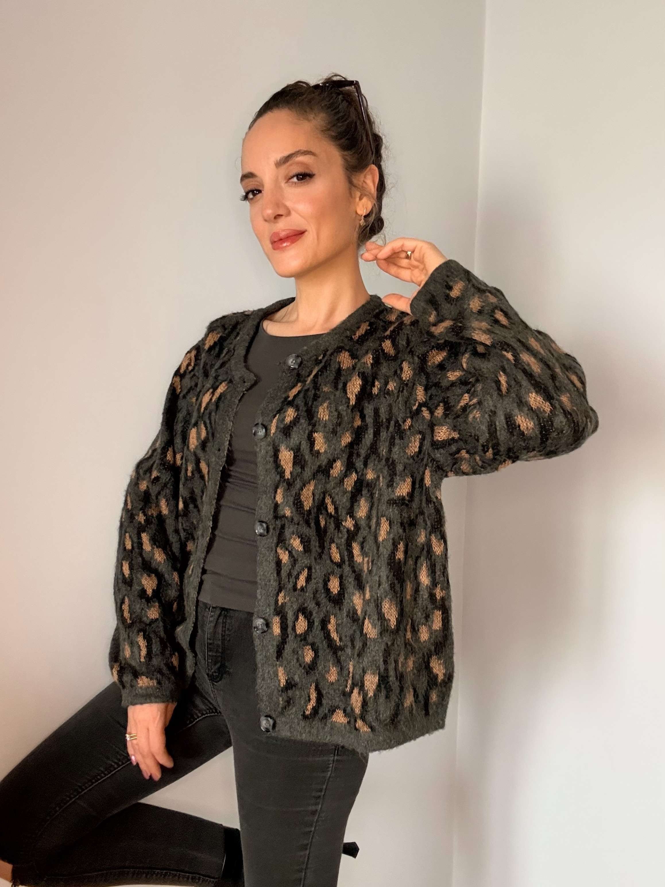 Leopar Desenli Yumuşak Hırka
