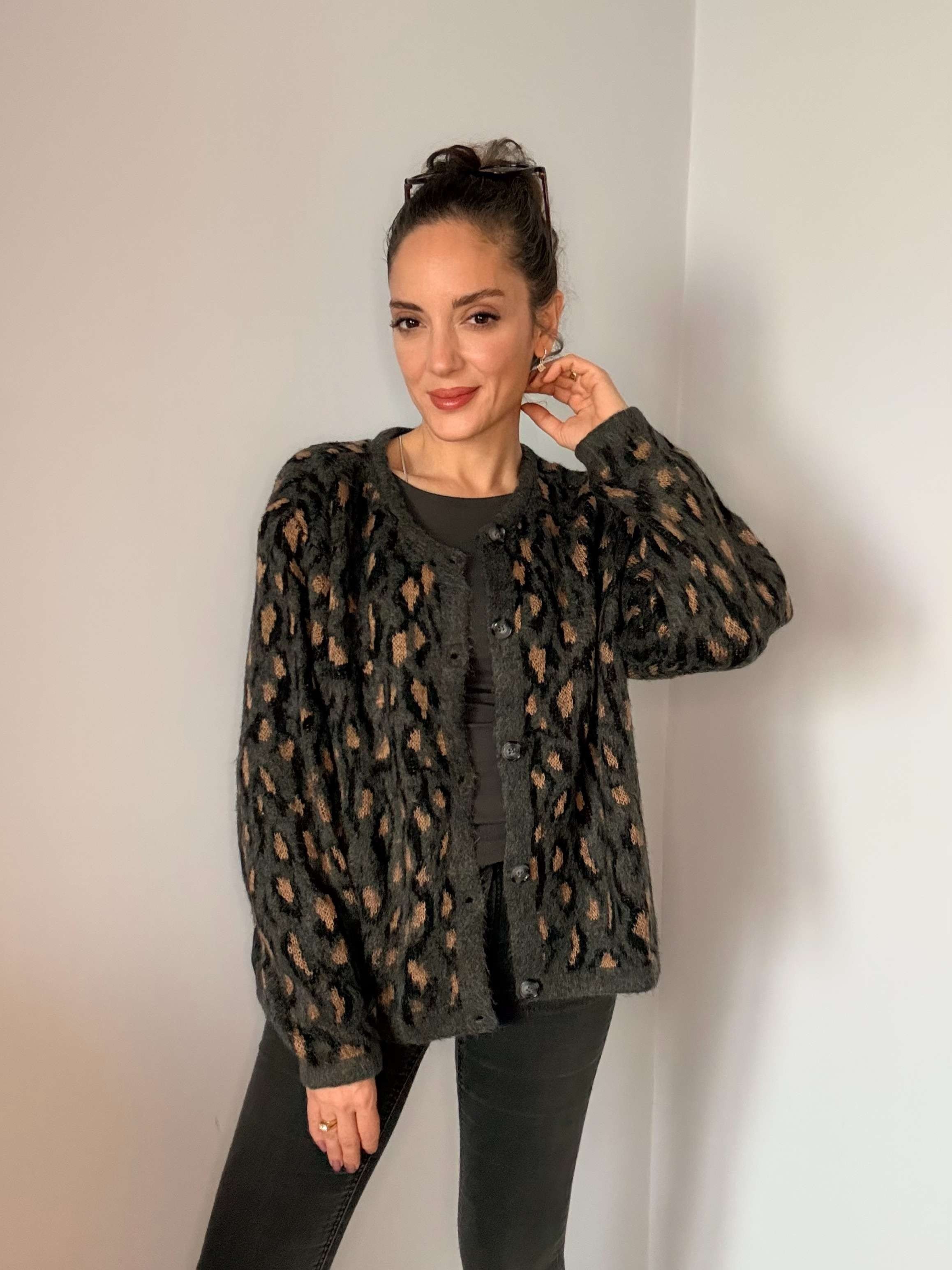Leopar Desenli Yumuşak Hırka