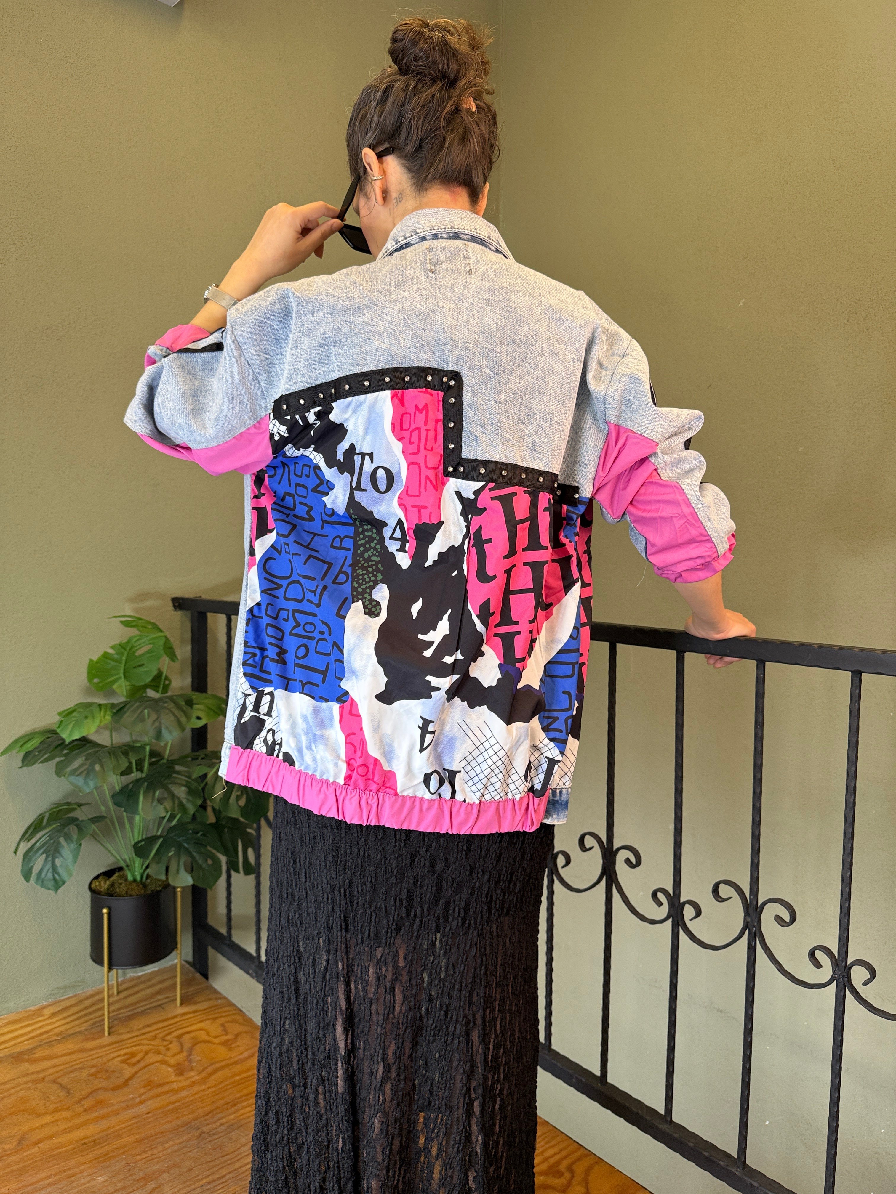 Pembe TW Tasarım Taş Detaylı Denim Ceket