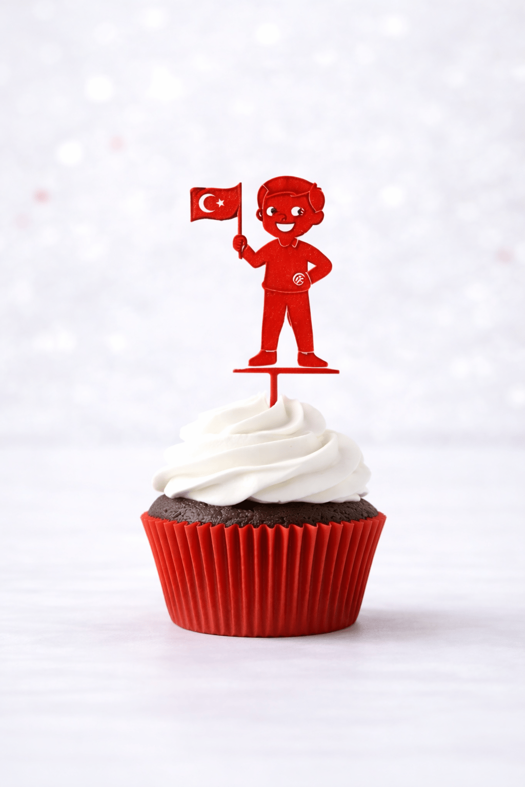 23 Nisan Çocuk Bayramı 4lü Tekrar Kullanılır Pasta Kürdanı Cupcake Kek Tatlı Kırmızı Plastik