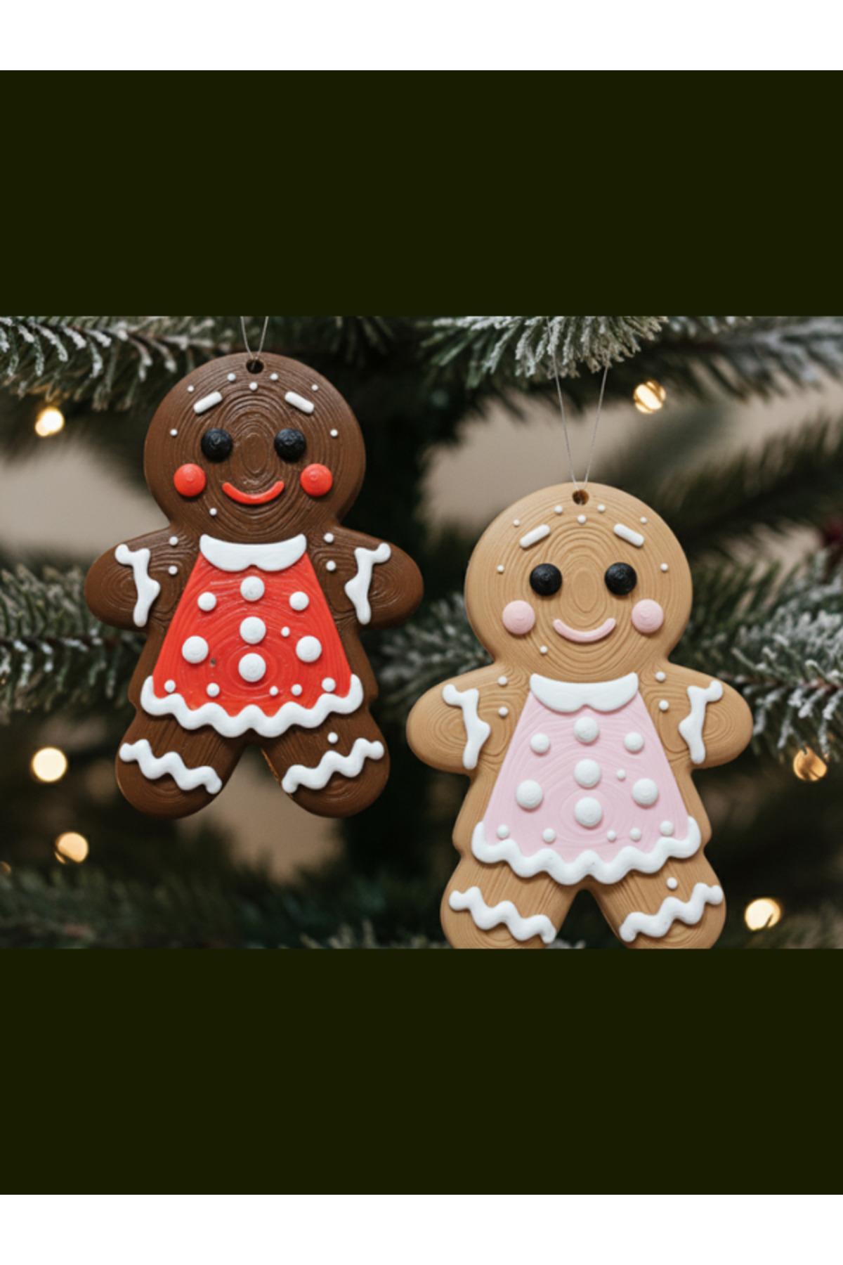 4 Adet Kurabiye Adam Gingerbread Yılbaşı Çam Ağacı Süsü Dekor Süsleme Seti 5 Cm