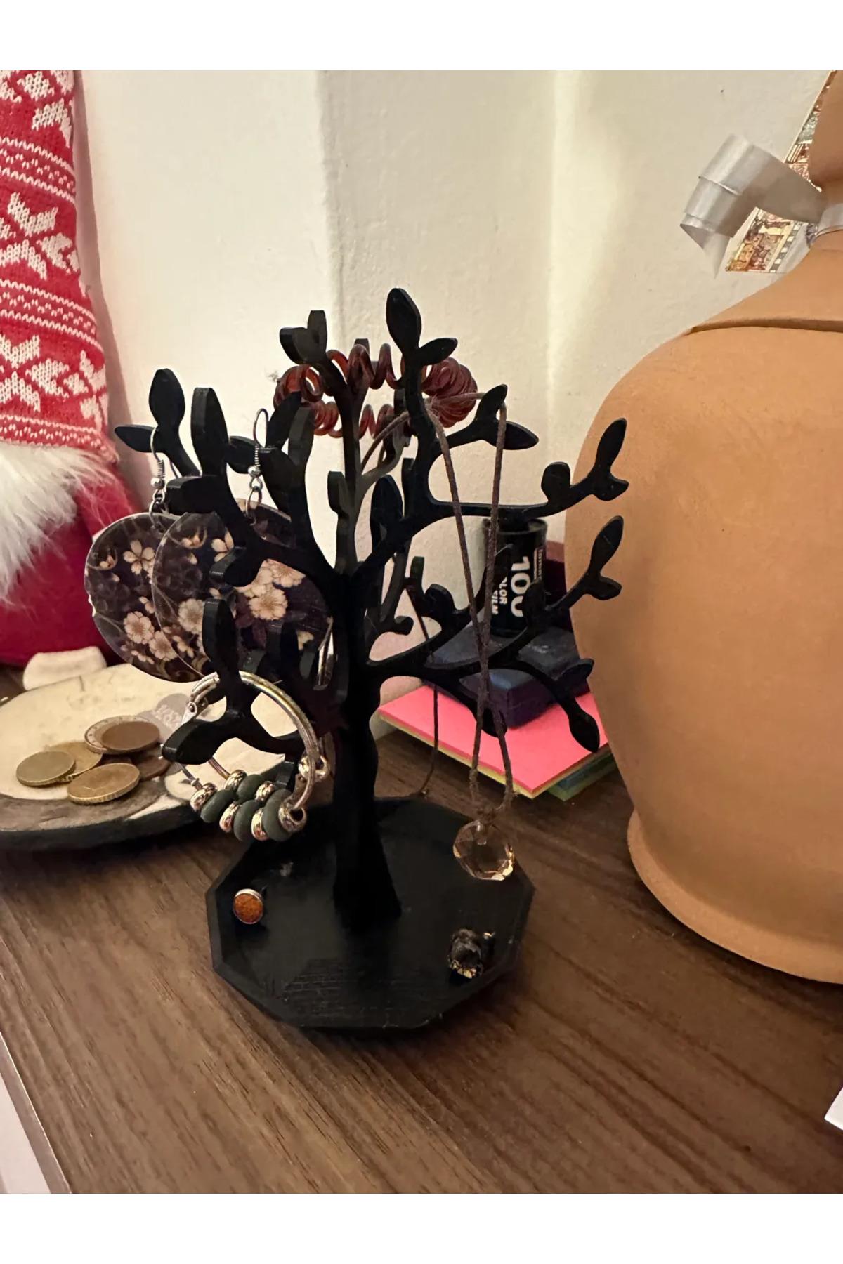 Ağaç Tasarımlı Takı Standı Yüzük Küpe Kolye Askılığı Mücevher Organizer Askısı