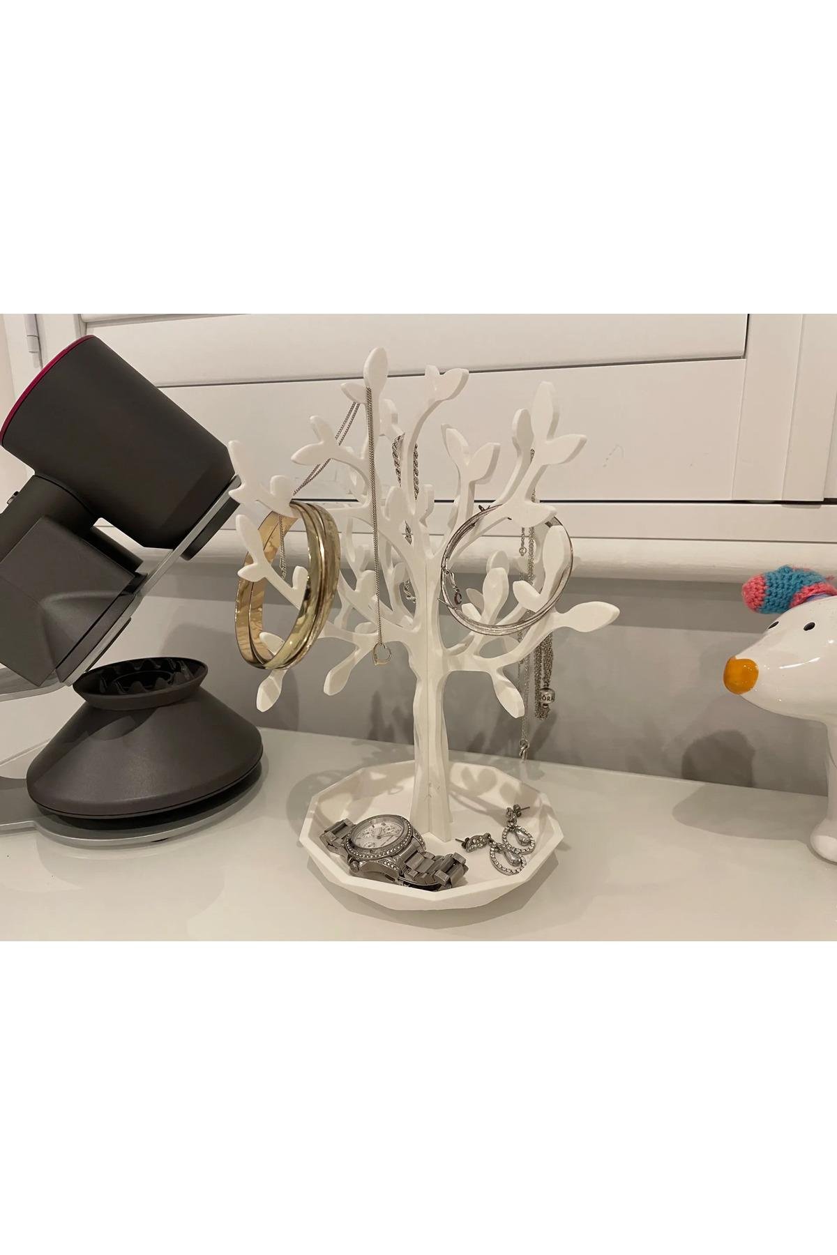 Ağaç Tasarımlı Takı Standı Yüzük Küpe Kolye Askılığı Mücevher Organizer Askısı