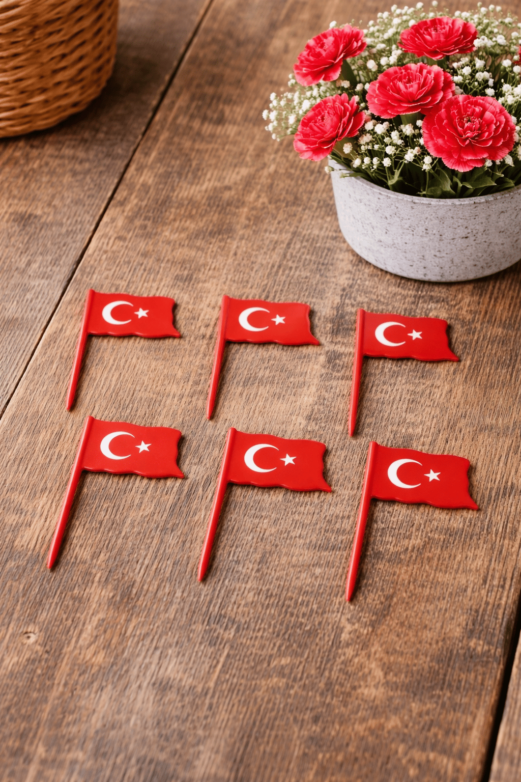 Bayrak Cupcake Kürdanı-23 Nisan, 29 Ekim Pasta Süsleme Türk Bayrağı-Dünya Kupası Parti 20 adet