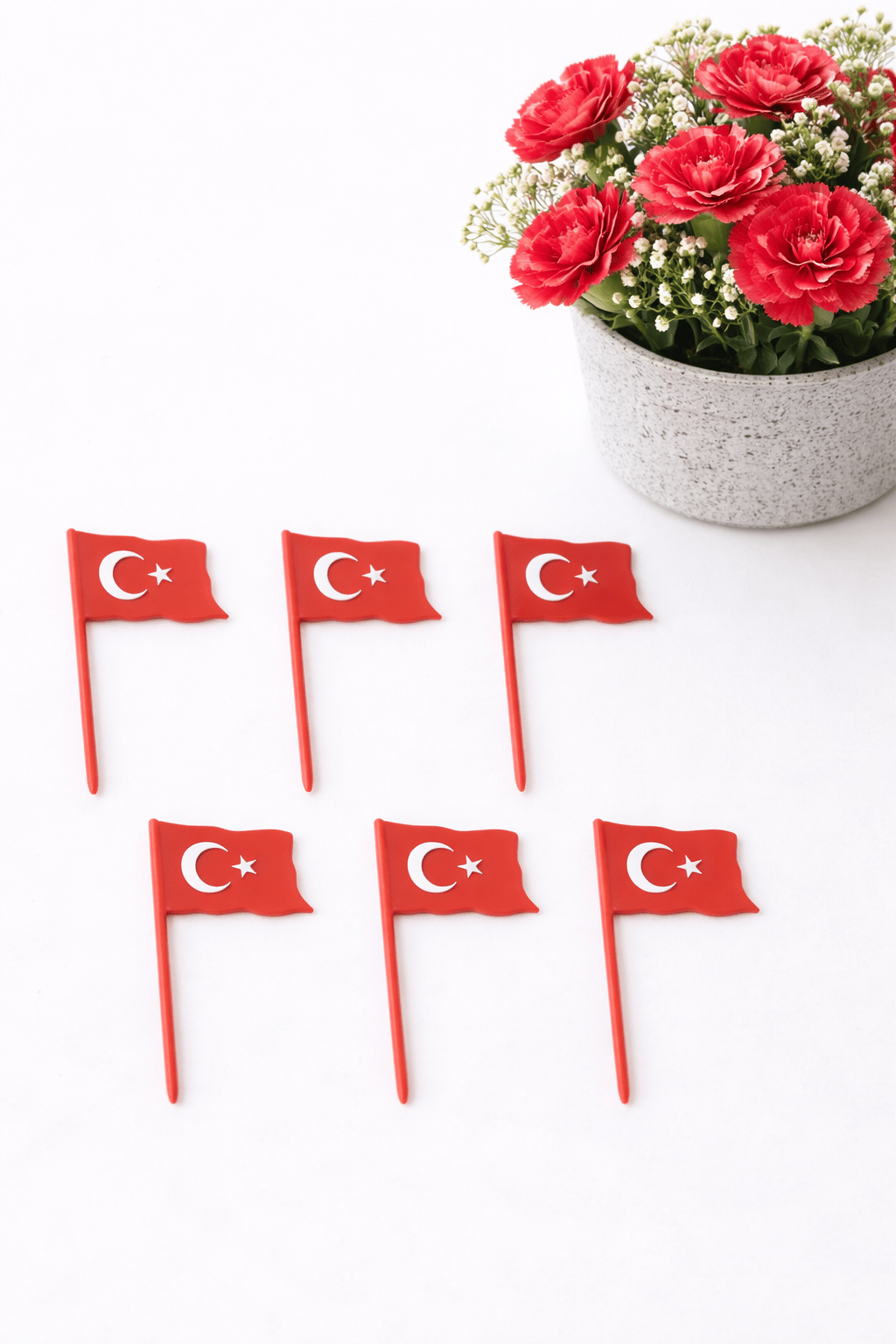 Bayrak Cupcake Kürdanı-23 Nisan, 29 Ekim Pasta Süsleme Türk Bayrağı-Dünya Kupası Parti 20 adet