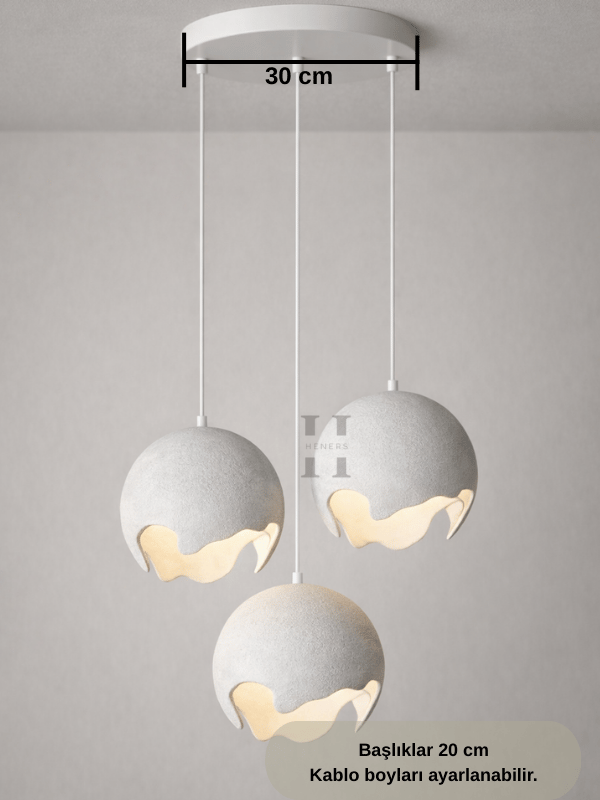 Beton Görünümlü Eggy 3lü Avize 