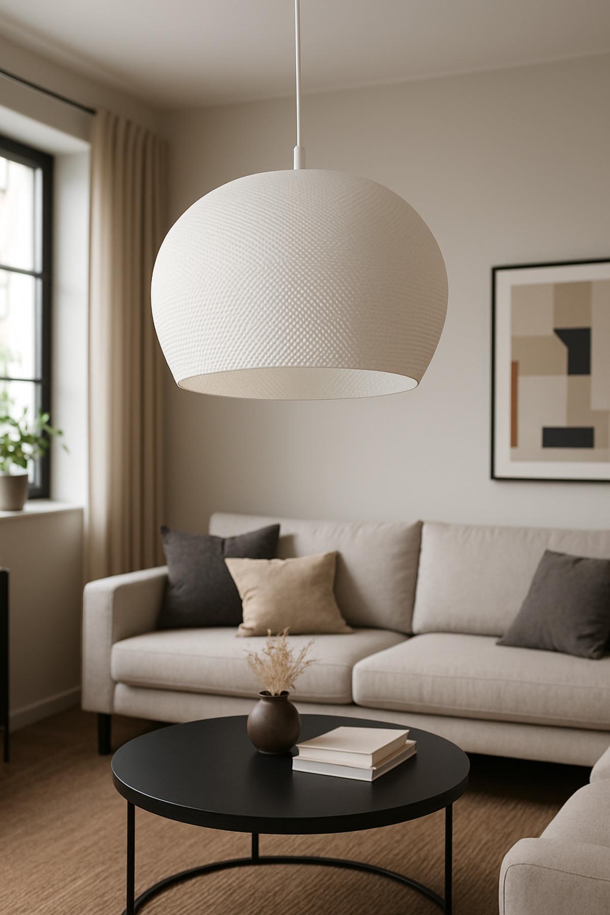 Beyaz Modern Dokulu, Pinterest Tarzı Özel Tasarım Tekli Sarkıt Avize (Bioplastik) E27