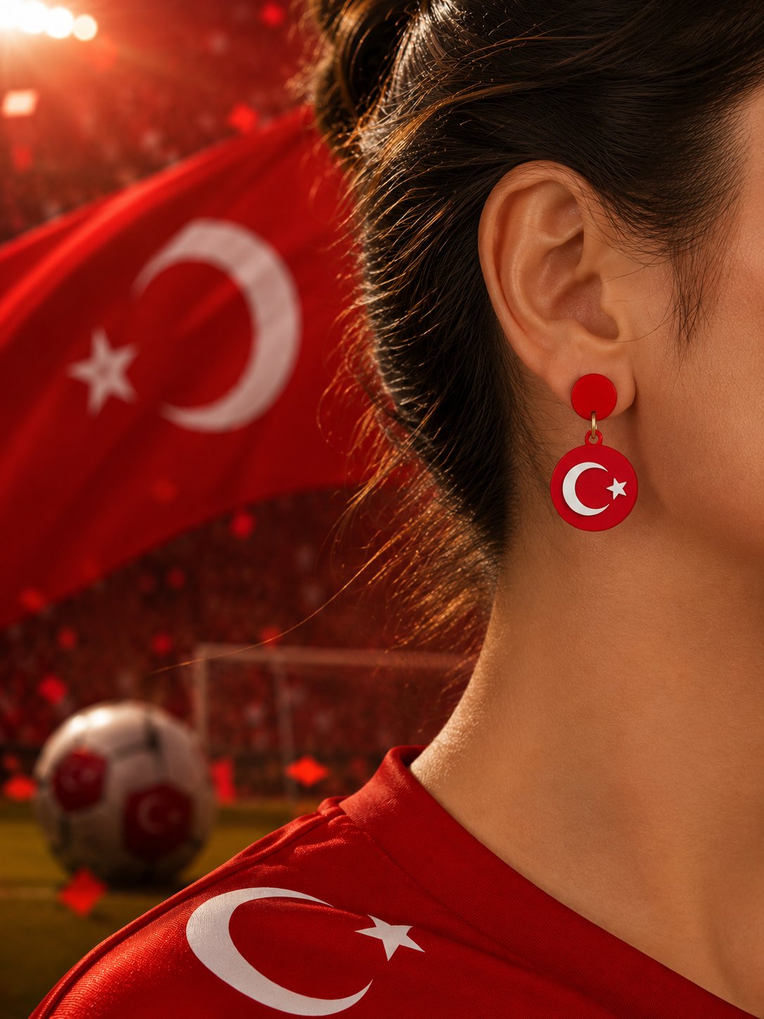 Bizim Çocuklar Küpe – Futbol Topu & Ay Yıldız Taraftar Küpesi