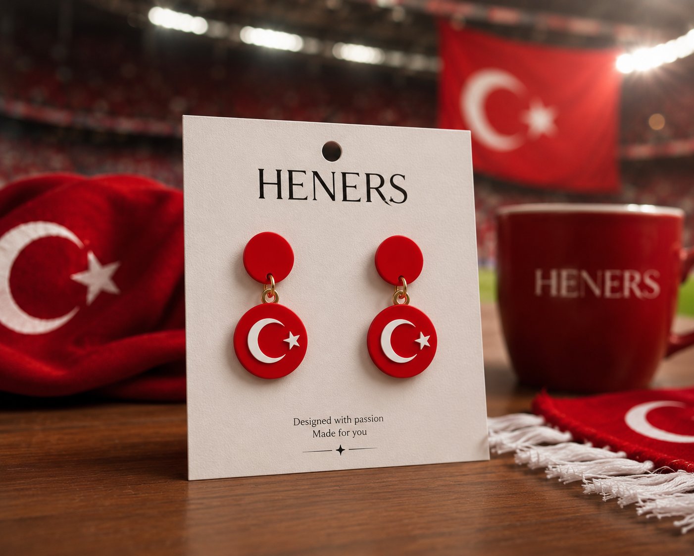 Bizim Çocuklar Küpe – Futbol Topu & Ay Yıldız Taraftar Küpesi