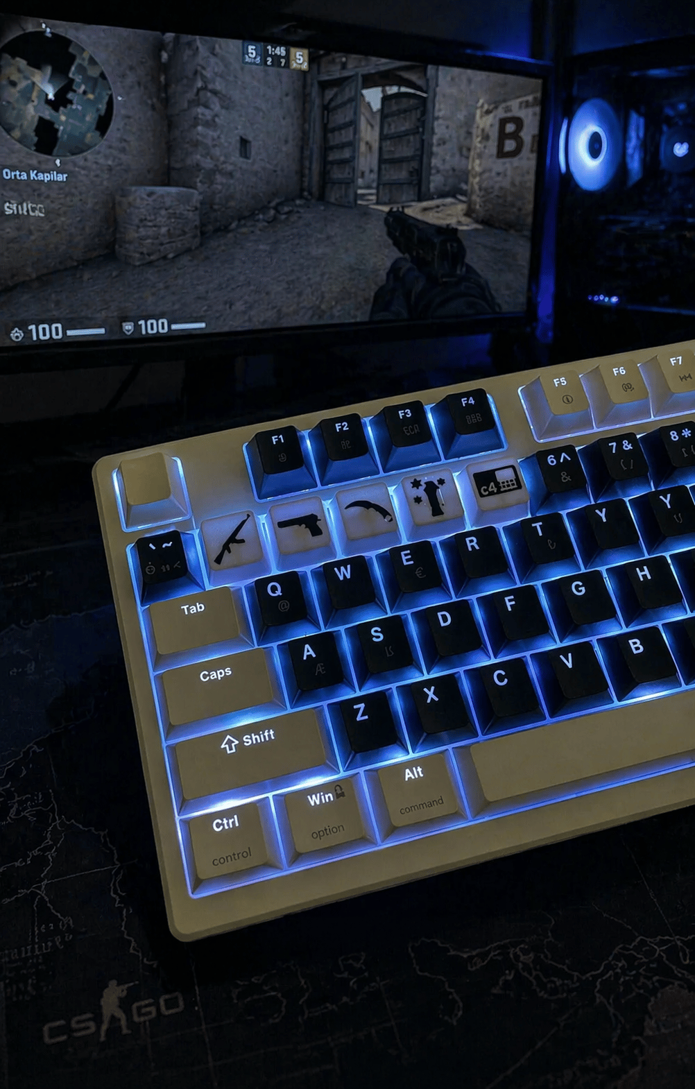CS Temalı 5'li Oyuncu Keycap Seti – Cherry MX Uyumlu (1-5) Tuş